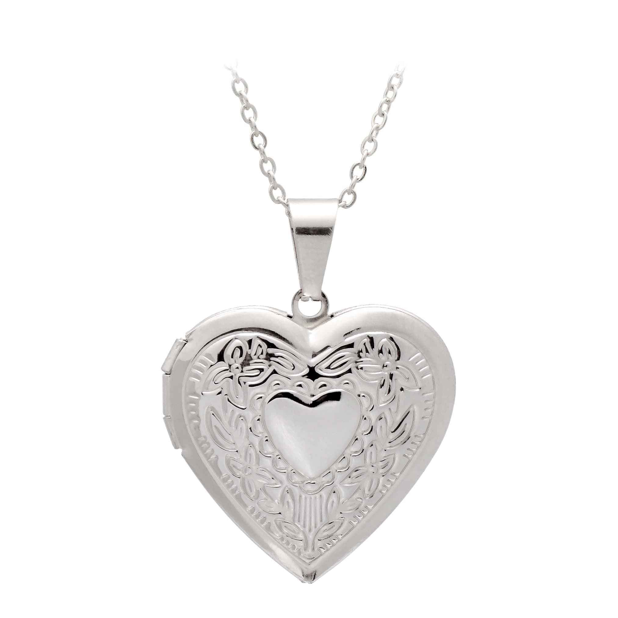 Stainless Steel Heart Shaped Locket Pendant Necklace for Women
