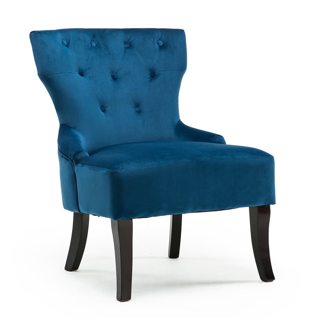 RHEYA VELVET WING BACK OCCASIONAL BEDROOM LOUNGE FABRIC ACCENT CHAIR (Sapphire Blue)