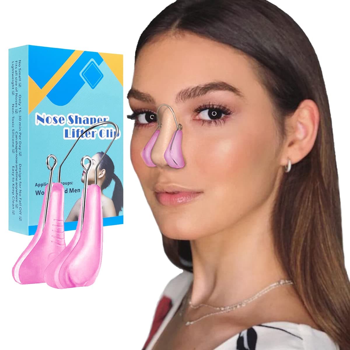Quecc Nose Shaper Clip, Pain-Free Nose Bridge Straightener Corrector, Soft Silicone Nose Slimmer Rhinoplasty Device Nose Up Lifting Clip Beauty Tool(Unisex)