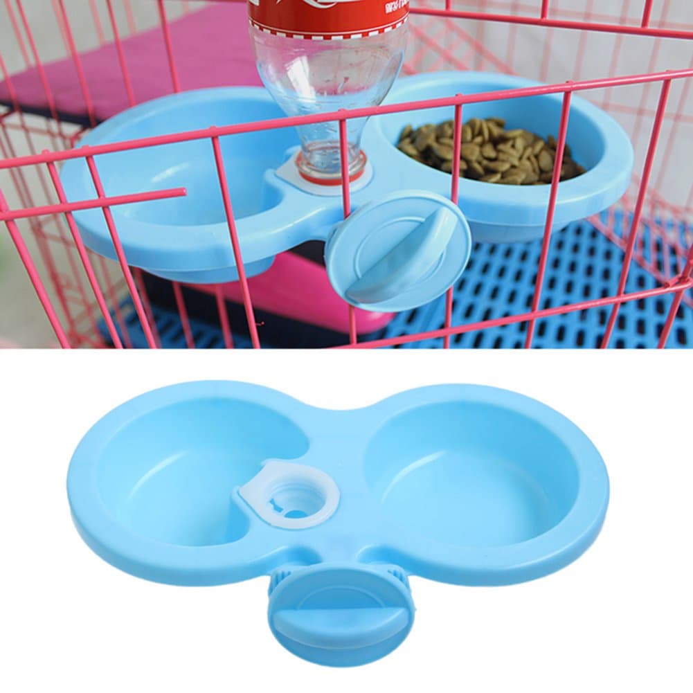 Rockruck Dual Port Hanging Design Pet Waterer Food Dish Bowl Feeder Tray,Automatic Water Dispenser Feeder Utensils Bowl,Drinking Fountain Food Food Dish Bowl Feeder