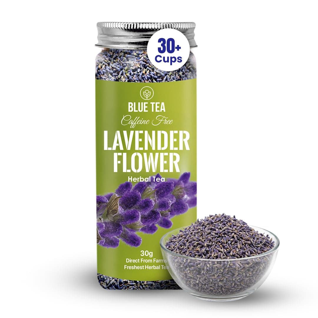 - BLUE TEA - Lavender Flower Tea - 30 g - 30+ Cups | Relaxation & Stress Relief | Calming Tea | Caffeine Free - Herbal Tea - Flower Based - Natural - Non-Bitter | Reusable Pet Jar