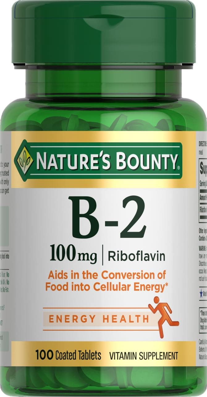 Vitamin B, B-2 Vitamin 100mg as Riboflavin Supplement, Aids Energy Metabolism, 100 Vegetarian Coated Tablets, 100 Day Supply