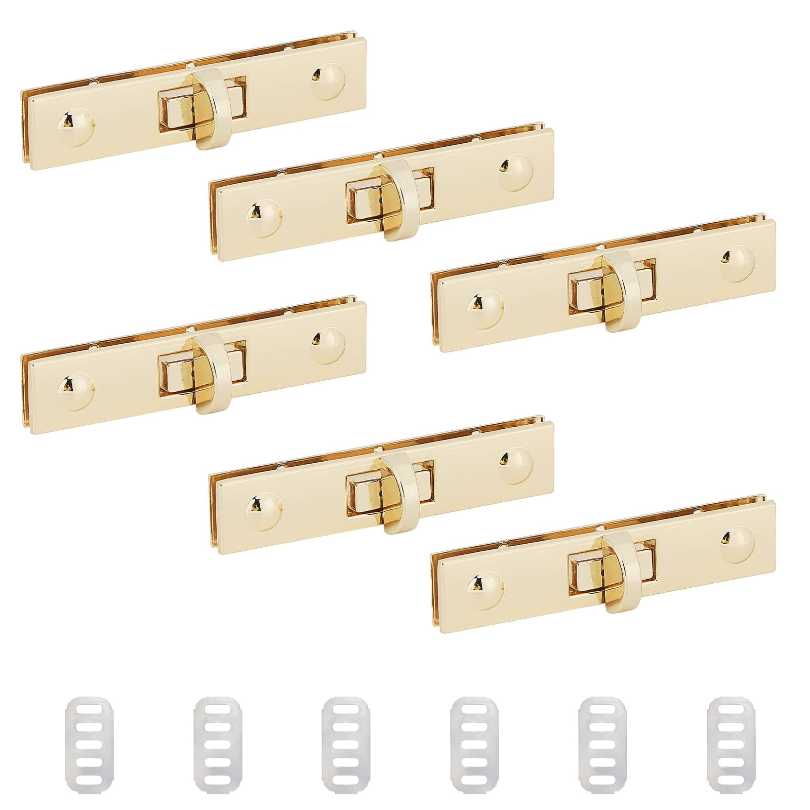 WADORN 6 Pack Purse Twist Turn Lock Clasp, Rectangle Metal Bag Closure Latches Alloy Bag Hardware Clip Clasp Buckles Shoulder Bag Twist Lock Fasteners for DIY Craft Leather Handbag Project