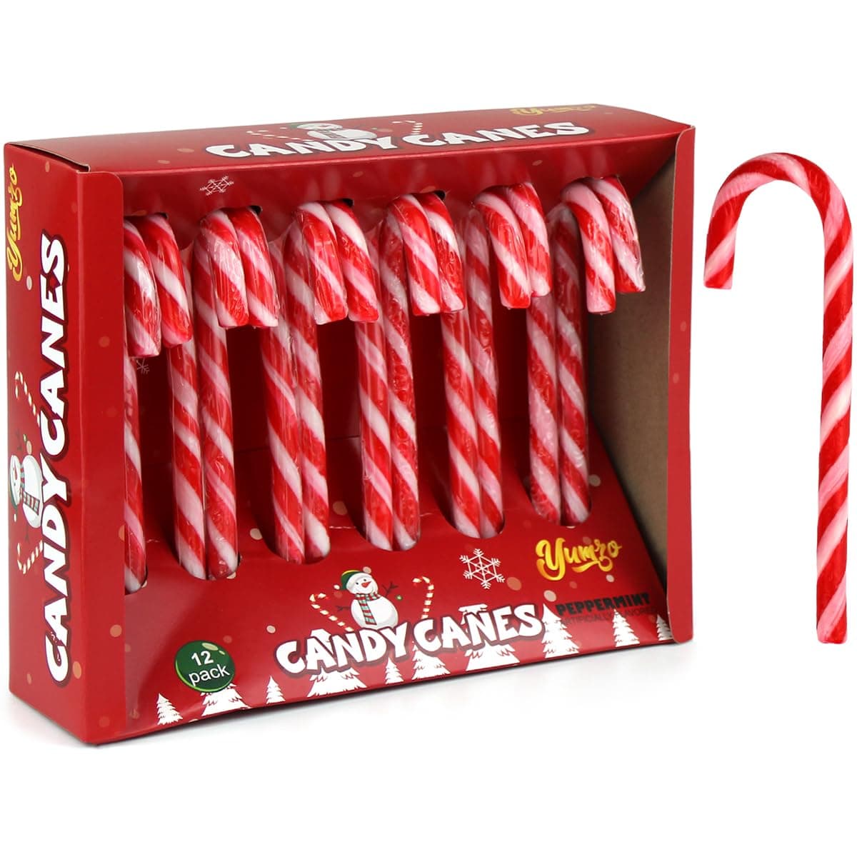 Christmas Candy Canes Classic Red and White Peppermint Flavor for Holiday Family Indulgement - Bulk Candy Canes Individually Wrapped for Kids and Adults, Great Candy Cane Gift Set - 12 Pack
