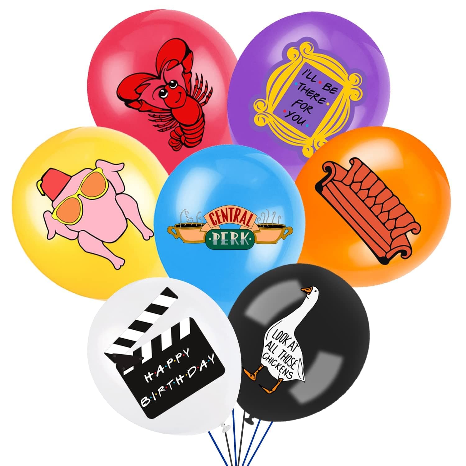28Pcs Balloons for Friends Birthday Party Supplies, Includes 7 Styles Printed Ideal for TV Show Party Decorations Favors
