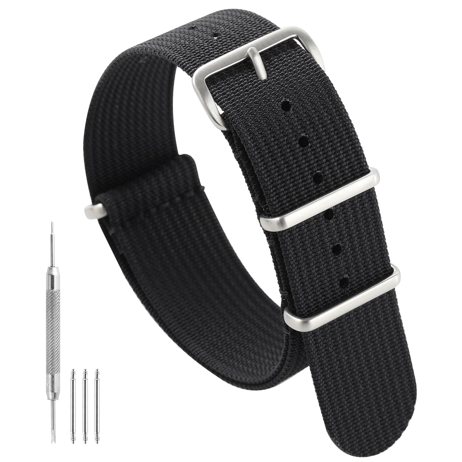 TACTICAL FROG 18mm 20mm 22mm Watch band with Stainless Steel Buckle, Waterproof Nylon Watch Strap for Men & Women