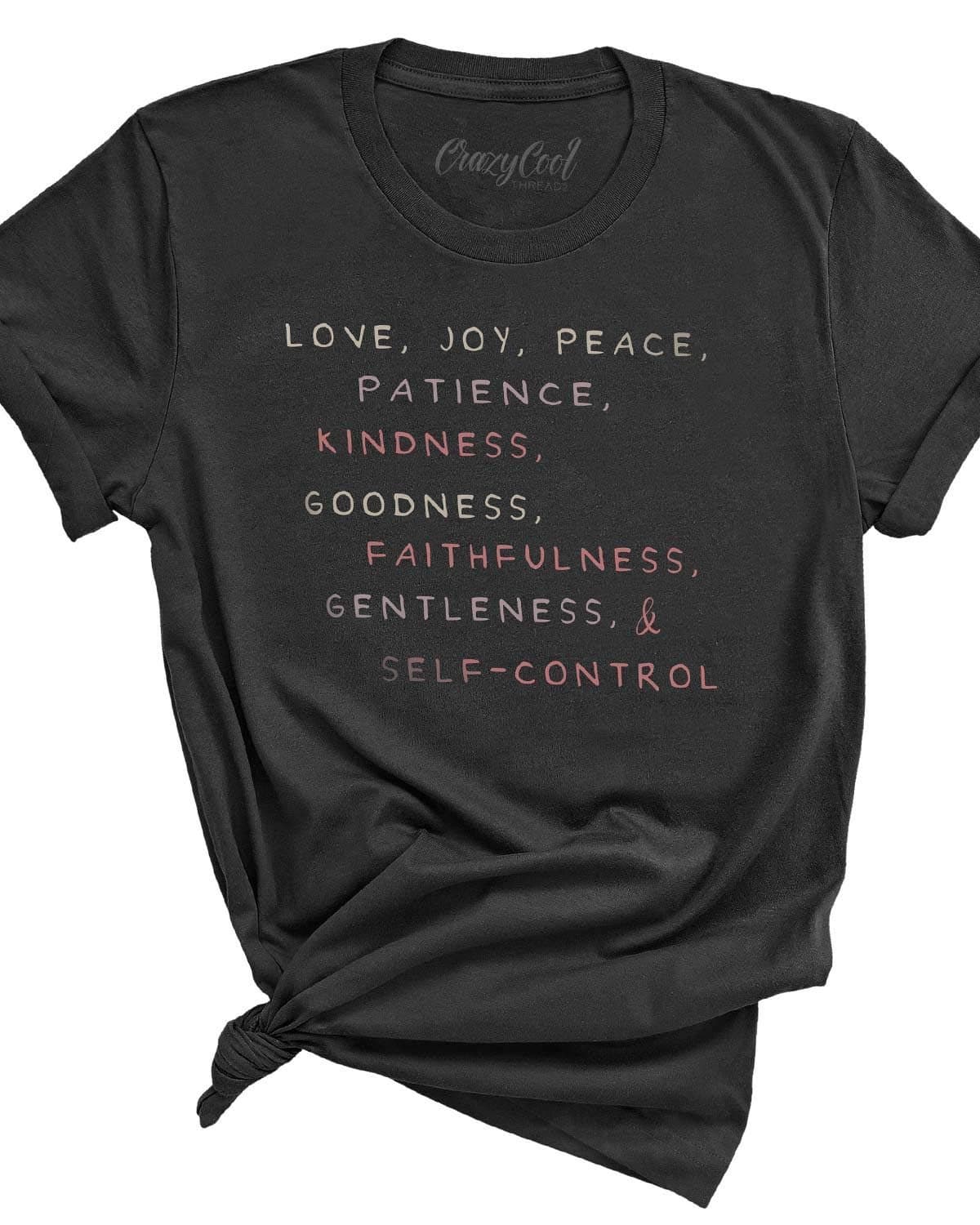 Crazy Cool Threads | Fruit of The Spirit Religious Faith Based T-Shirt for Men and Women | Charcoal