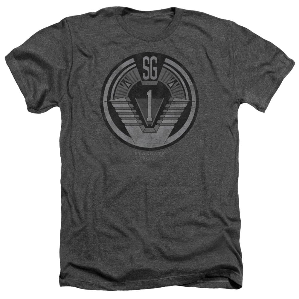Sg1 Stargate Team Badge Mens Heather Shirt Charcoal LG