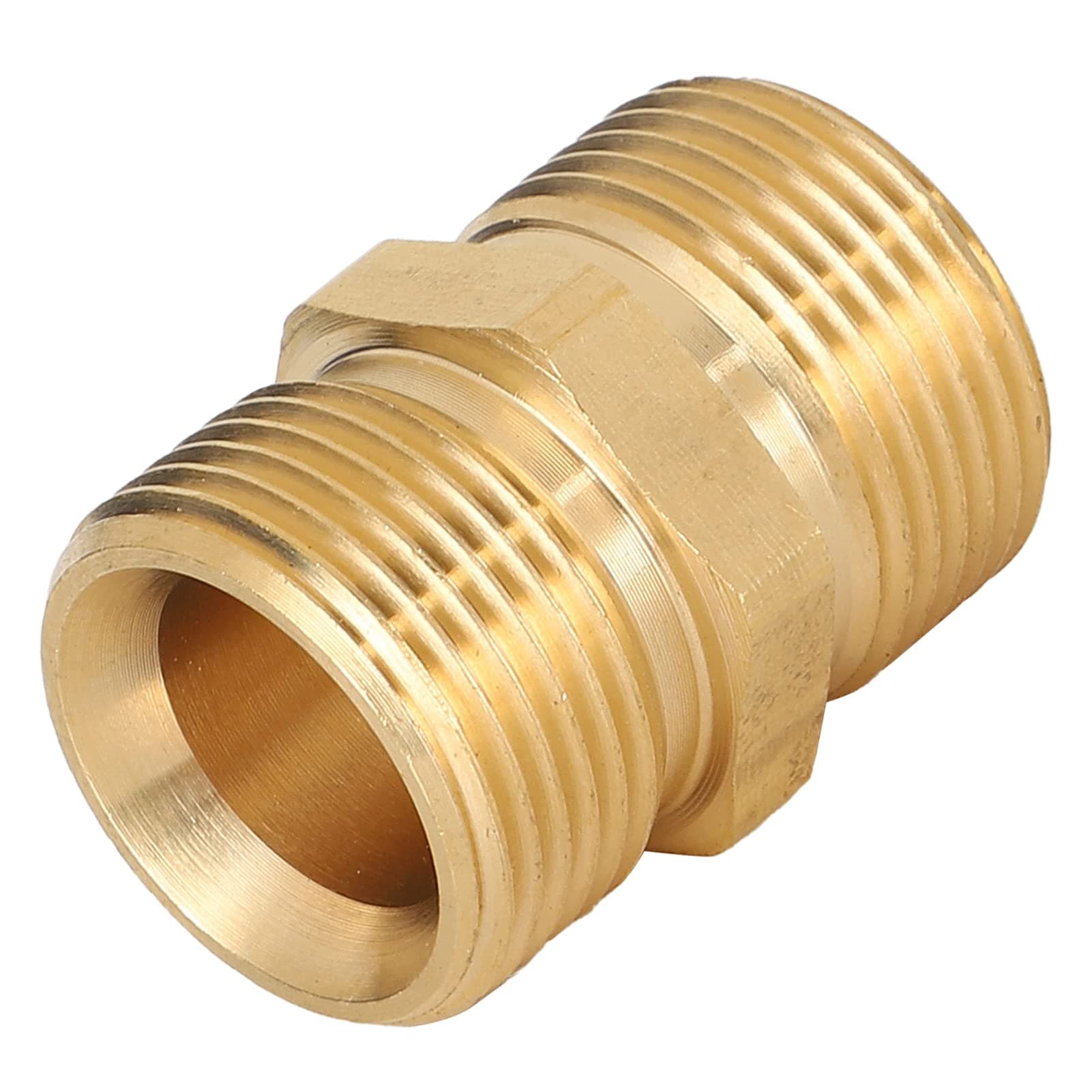 High Pressure Washer Coupler, M22-14mm Male to M22-14mm Male Thread Connector, Solid Brass 5000 PSI Pressure Washer Hose Pipe Adapter