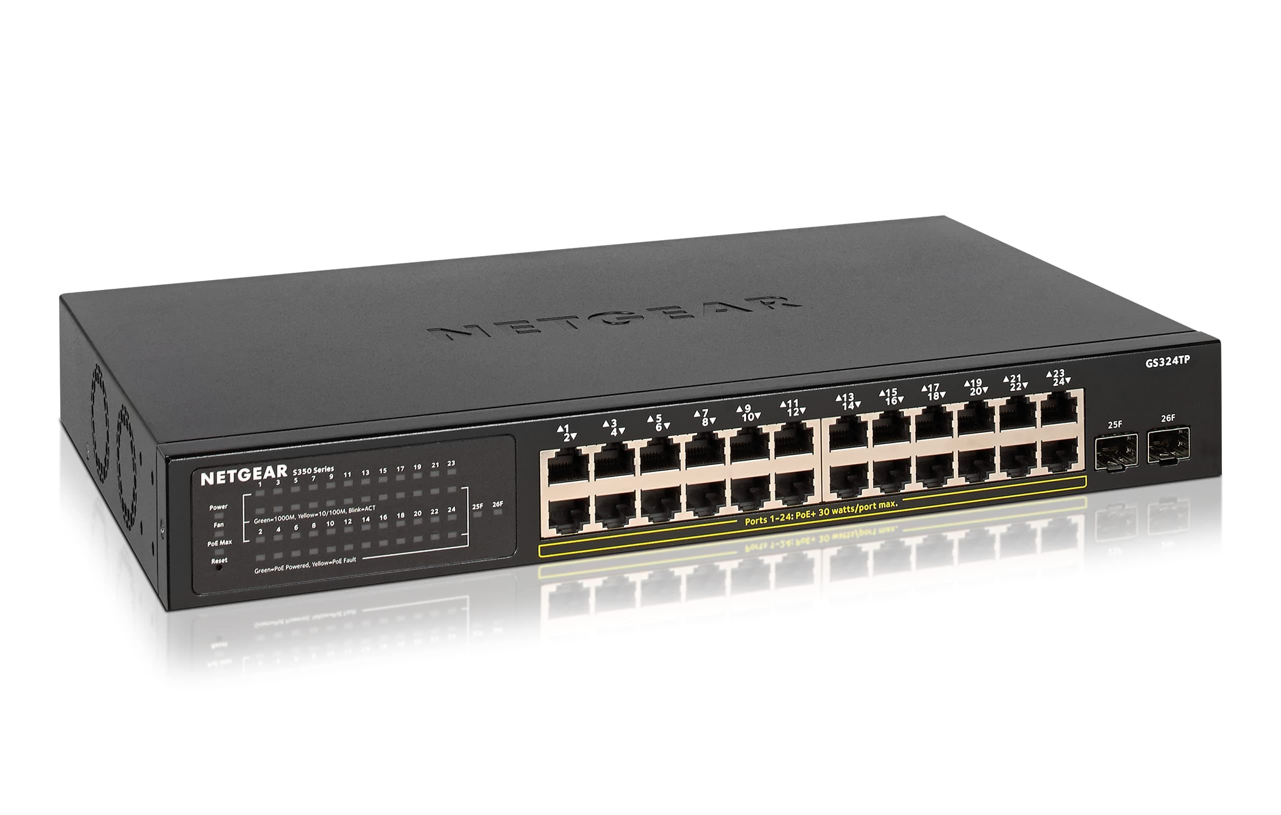 S350 Series 24-Port Gigabit PoE+ Ethernet Smart Managed Pro Switch with 2 SFP | 190W Rack-mountable | Technical Phone and Chat Support (GS324TP)