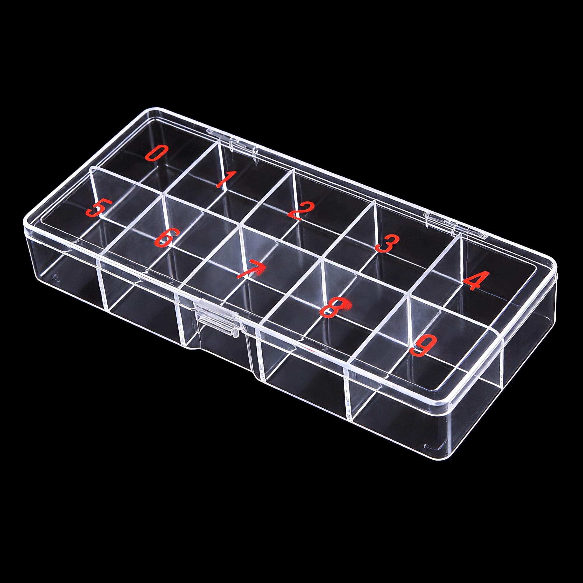 La Shield 1p Empty Storage Box Case Container Compartment for Nail Art Tips - Clear, Modern, Rectangular, 6.9x3.4x1 Inch