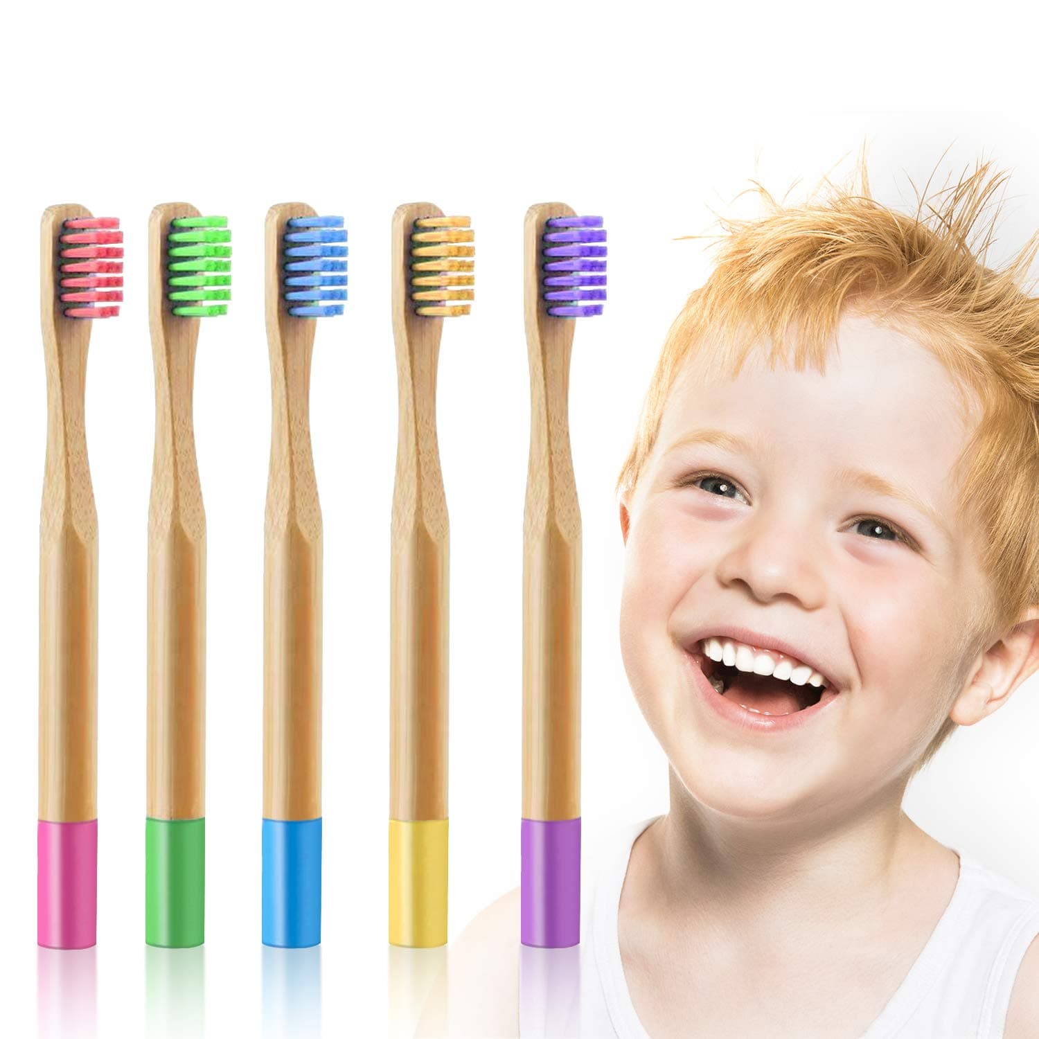 Natural Bamboo Toothbrush for Kids, Organic Bamboo Toothbrushes,Biodegradable|Eco Friendly Recyclable BPA Free Color Safe Soft Nylon Bristles