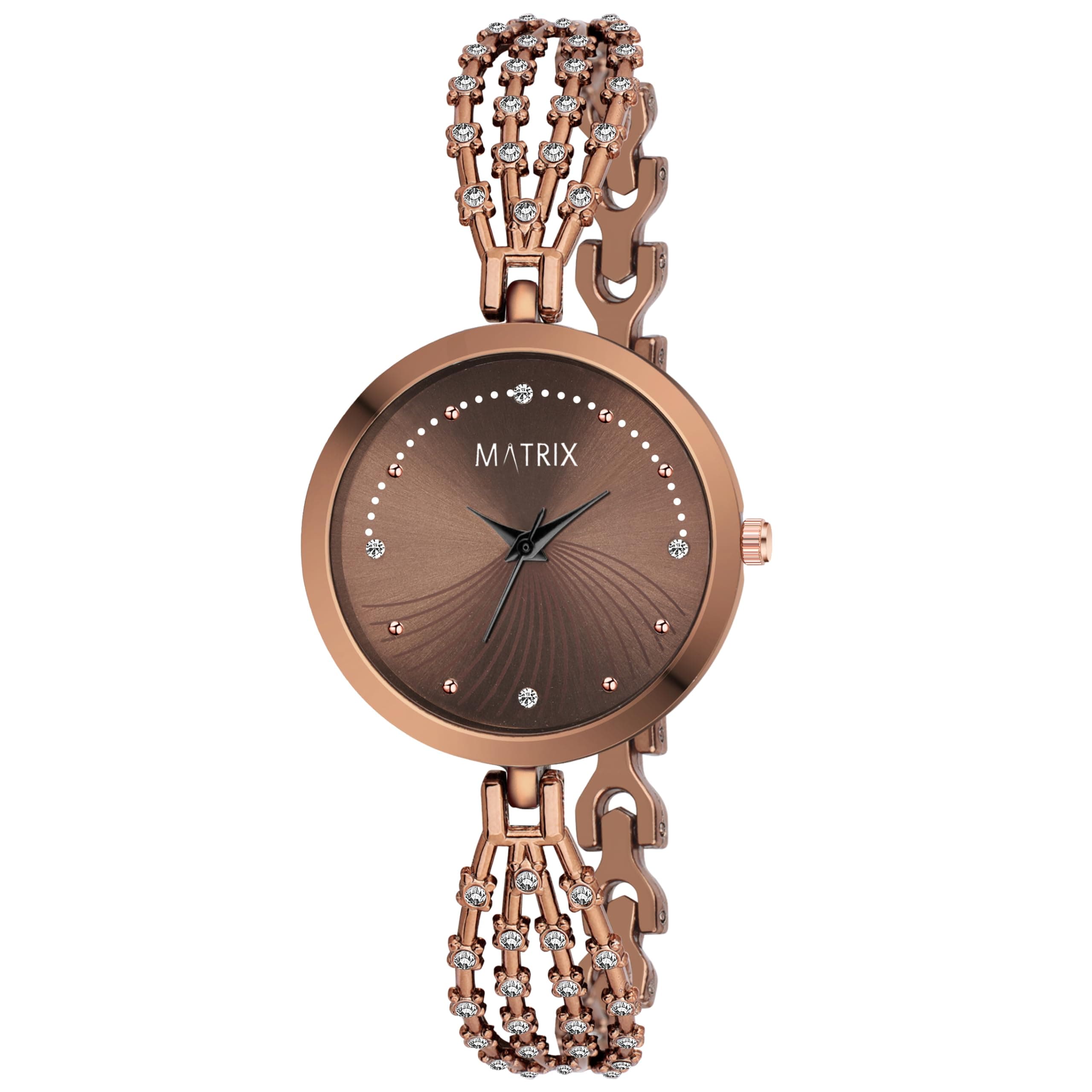 Daisy Collection | Stone Studded Dial with Designer Stone Studded Bracelet Chain Analog Watch for Women & Girls