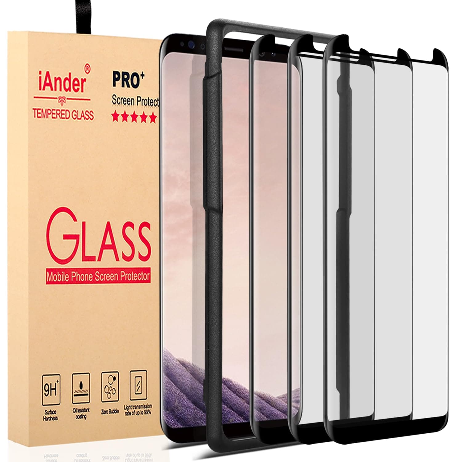 iAnder [2-PACK] Galaxy S8 Screen Protector Glass [Easy Installation Tray], iAnder 3D Curved [Tempered Glass] Screen Protector for Galaxy S8 [Case Friendly]