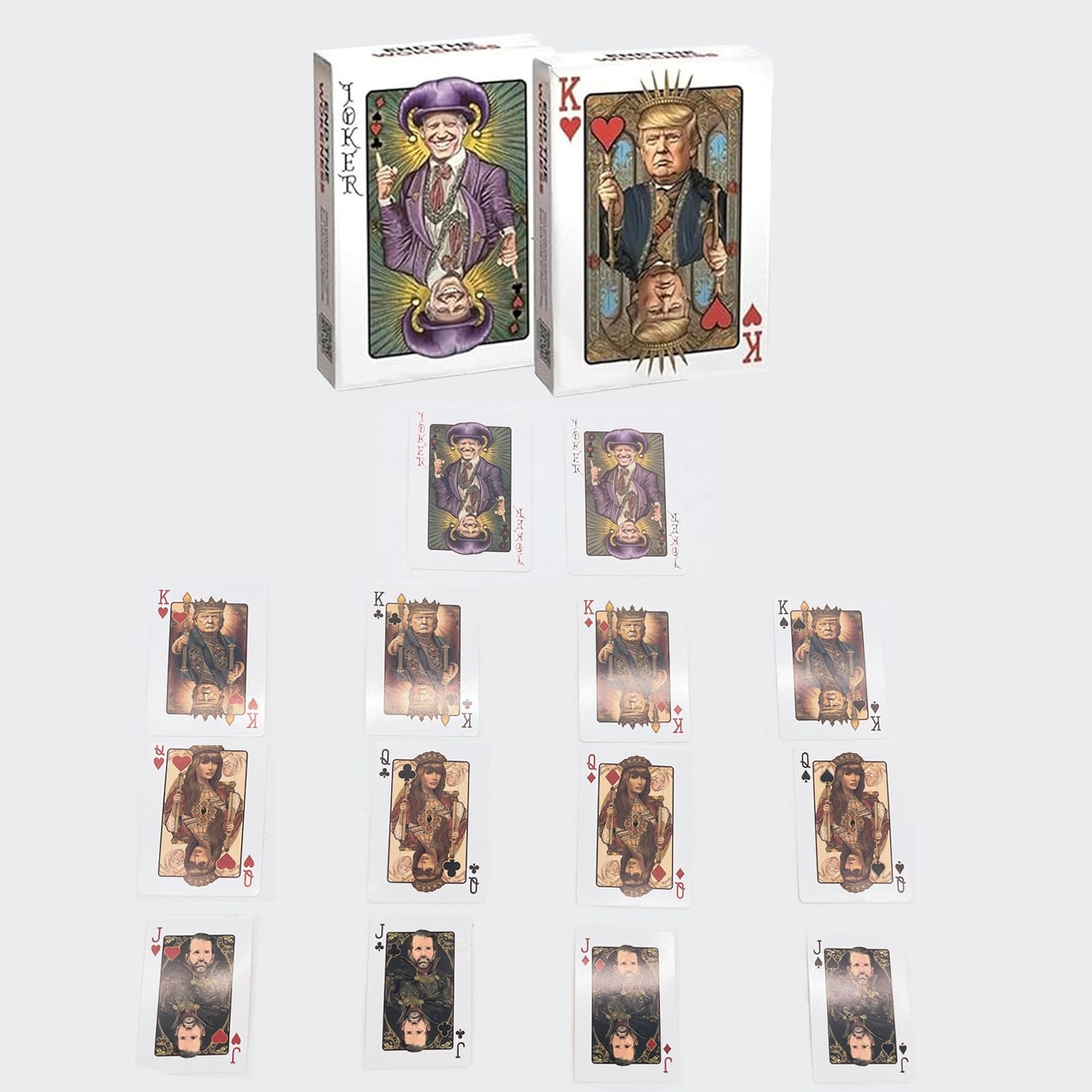 Trump Playing Cards，Trump Family Poker Playing Cards Include Trump,Melania,Trump Jr. and Biden Joker，Fun Trump Poker Cards