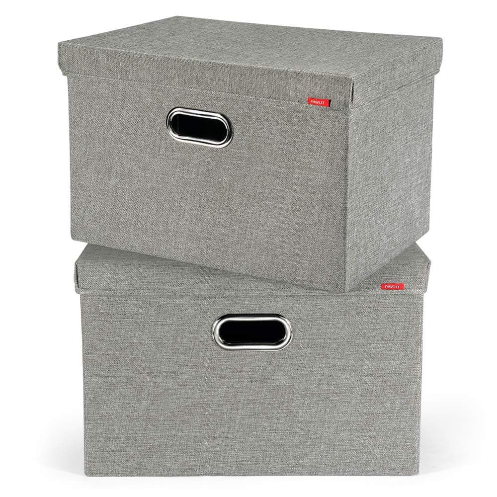 Large Storage Box Fabric with Lid, Collapsible Storage Baskets for Clothes, Toys Under Bed, Bedroom, Shelves 45x30x30 cm (2pack)