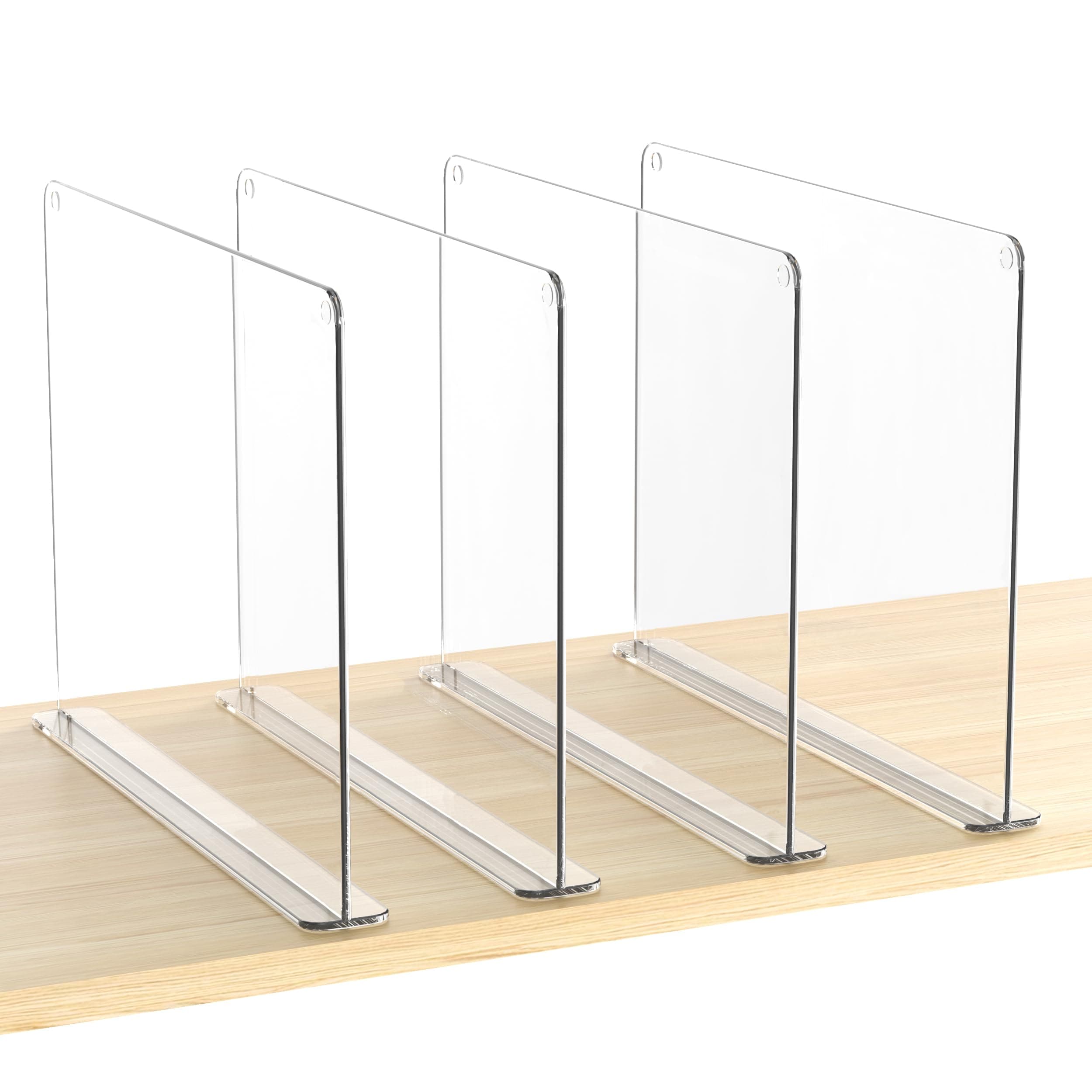 HBlife 4 PCS Adhesive Shelf Dividers for Closet Organization, Fit Wood Shelf Separators for Bedroom and Kitchen for Sweater, Shirts, Handbags