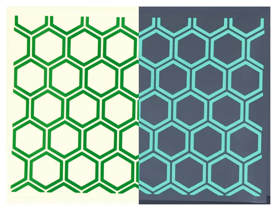 Safe-Tee 'HEXAGON OUTLINES' A4 Sheet - Reflective Helmet Stickers - 7 Colours