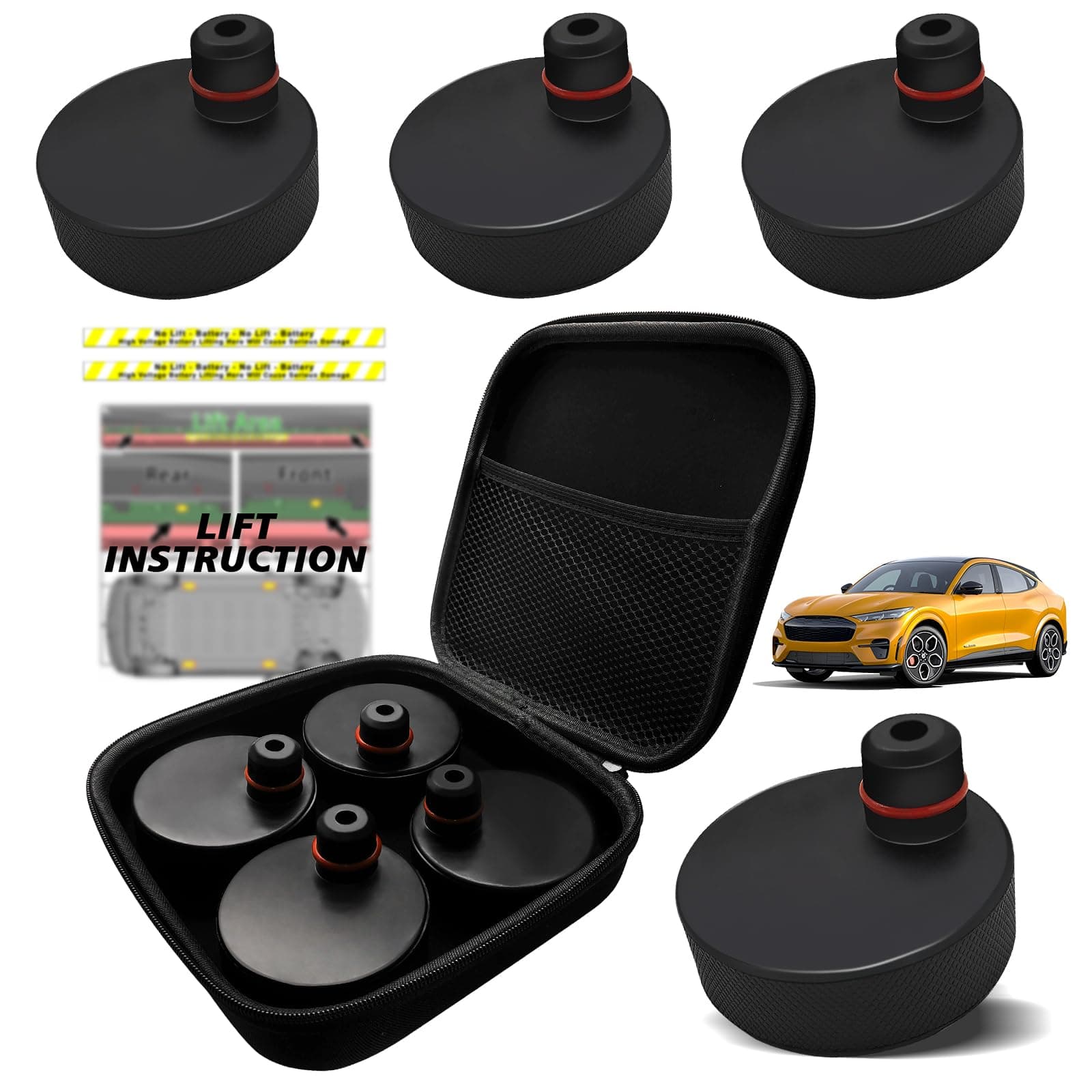 Compatible with Mach E Lifting Jack Pads Set of 4 Floor Jack Stand Compatible with 2026 2025 2024 2023 2022 2021 Mustang Mach-E Accessories