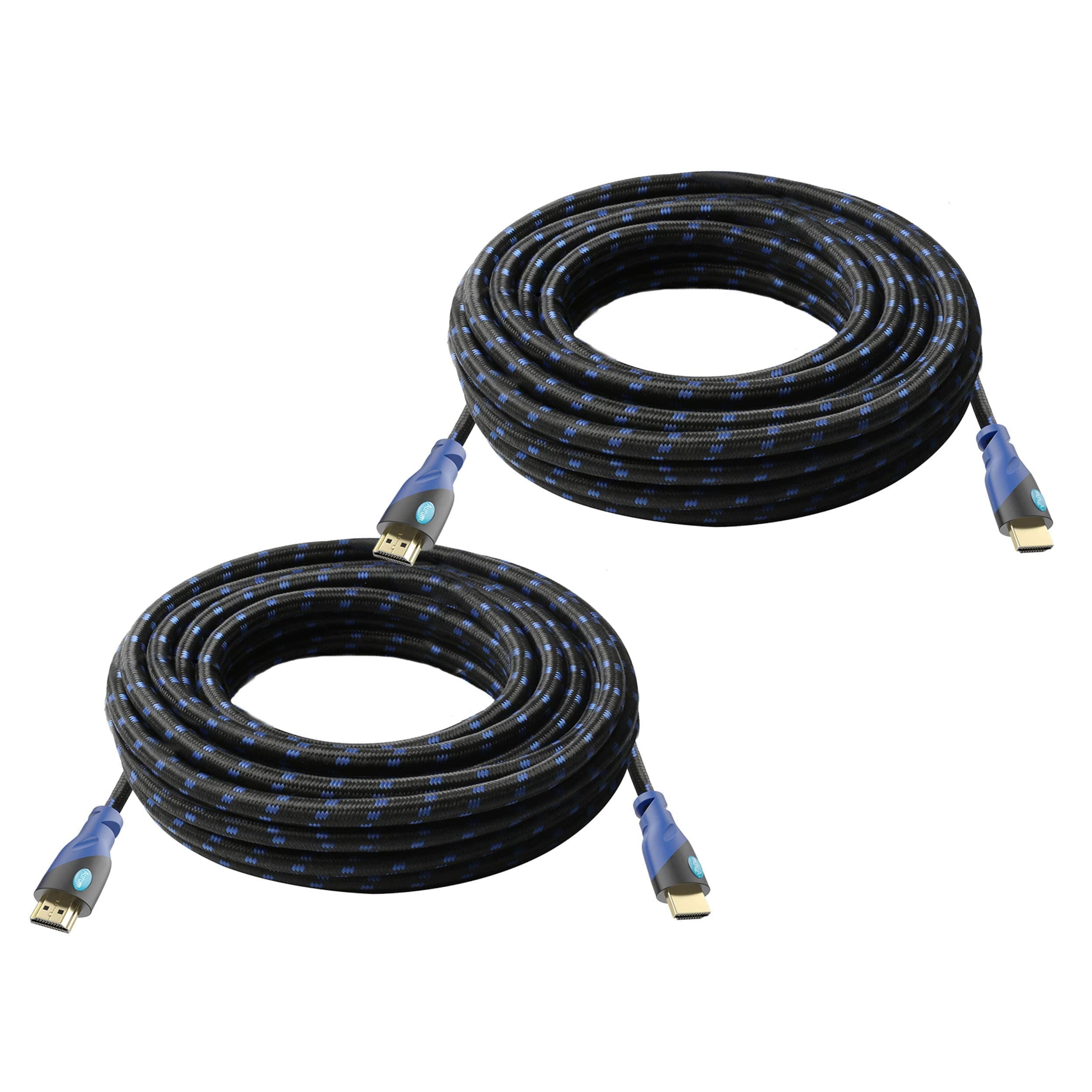 30ft HDMI Cable 4K@60Hz Ultra HD, High Speed with Ethernet 2 Pack HDMI Cable Braided Nylon & Gold Connectors, ARC, CL3 Rated - Compatible with TV, PC, Monitor, Laptops, PS3, PS5, PS4
