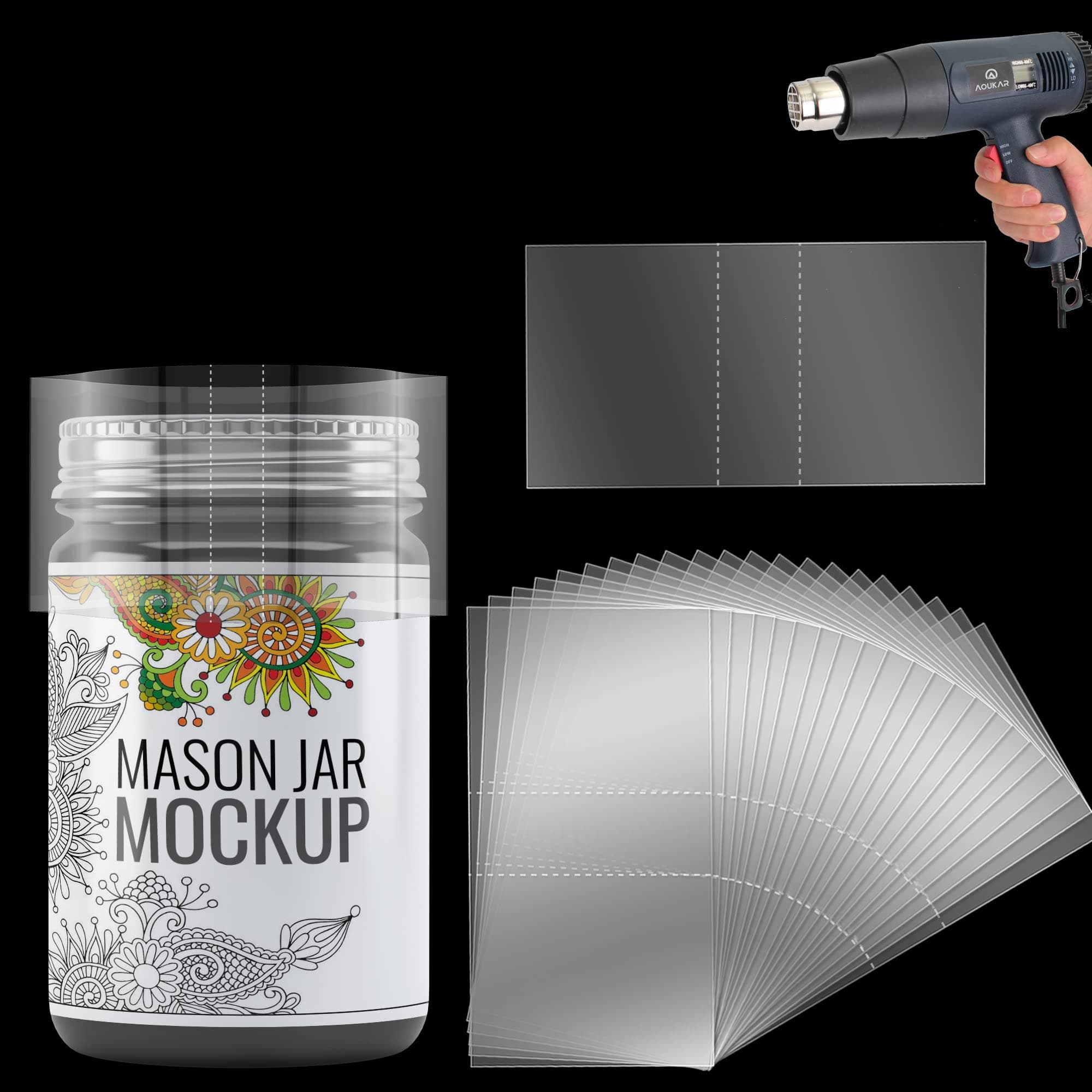 Shrink Wrap Bands for Jars Seals Heat Shrink Bands Cap Seal for Jars Mouth Shrink Bag Refillable Shrink Wrap Container-200 Pieces-6.9 x 1.1 Inch-175 x 28mm