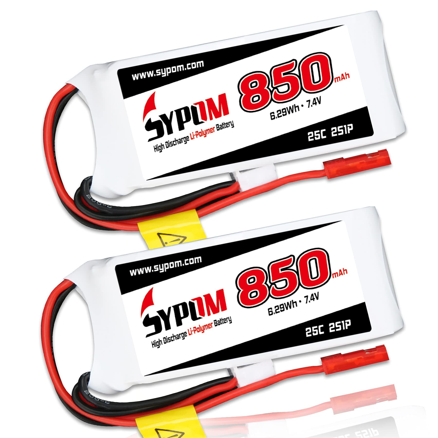 SYPOM Lipo Battery Pack 850mAh 7.4V 25C 2S with Dean Plug for FPV Racing