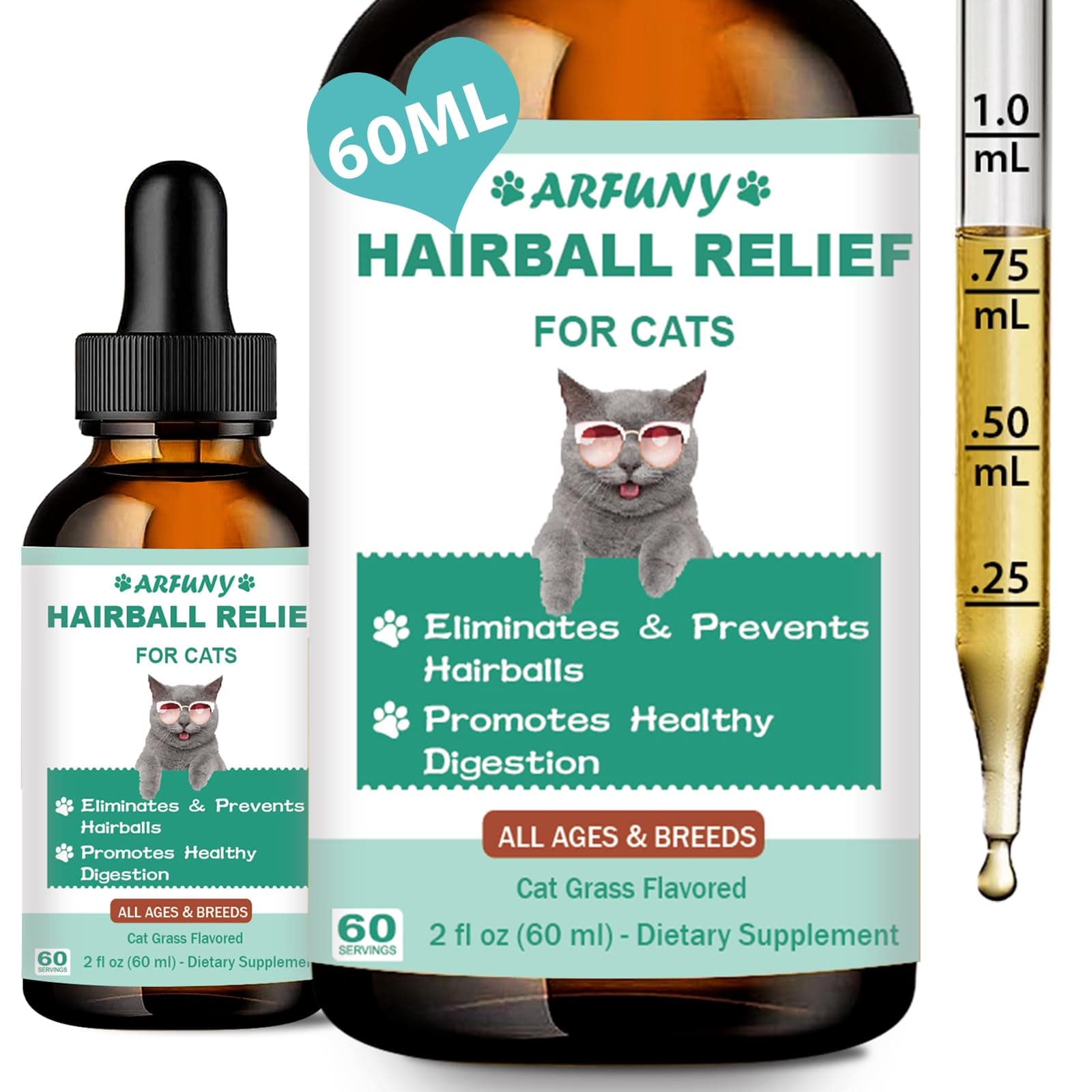 Hairball Treatment for Cats - Cat Hairball Remedy - with Natural Ingredients & Vitamins - Kitten Furball Treatment - Supports Skin & Coat, Digestion - Cat Grass Flavor