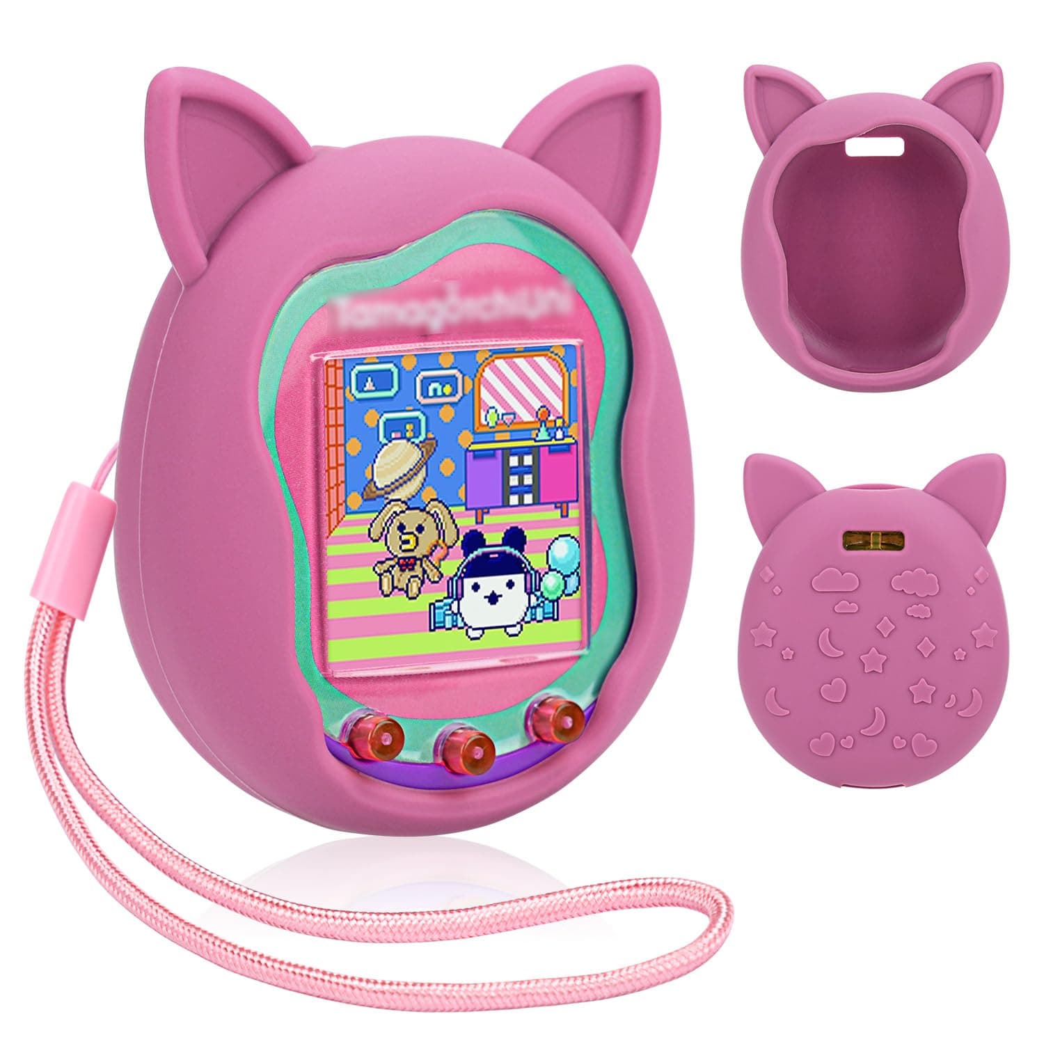 Silicone Case for Tamagotchi Uni, Protective Cover for Tamagotchi Uni Protector Skin with Hand Strap (Pink)