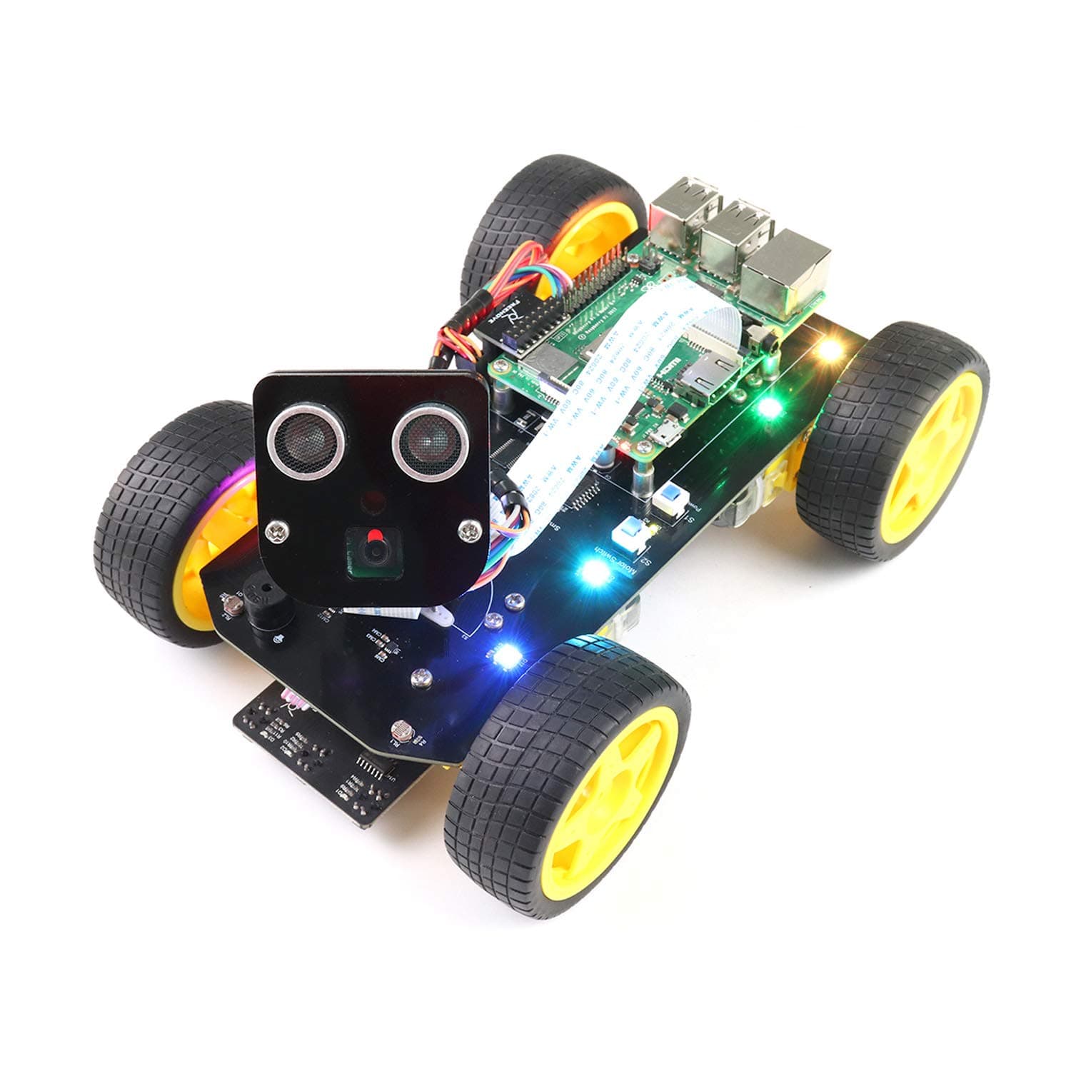 Freenove 4WD Smart Car Kit for Raspberry Pi 5 4 B 3 B+ Zero 2 W, Face Tracking, Line Tracking, Light Tracing, Obstacle Avoidance, App Control, Camera, Servo (Raspberry Pi NOT Included)