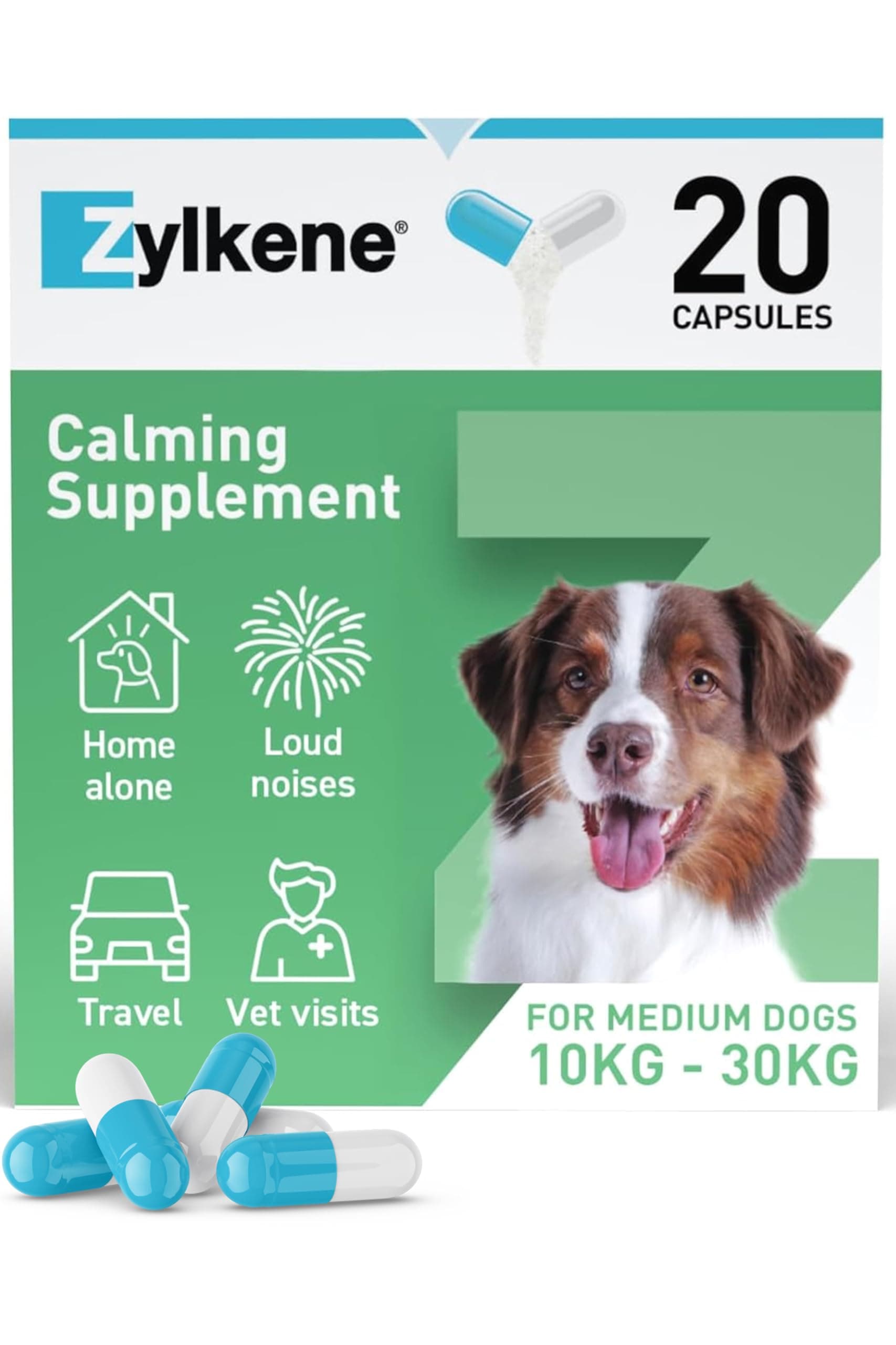 Vetoquinol Zylkene Supplement for Medium Dogs 20 Capsules - 225MG