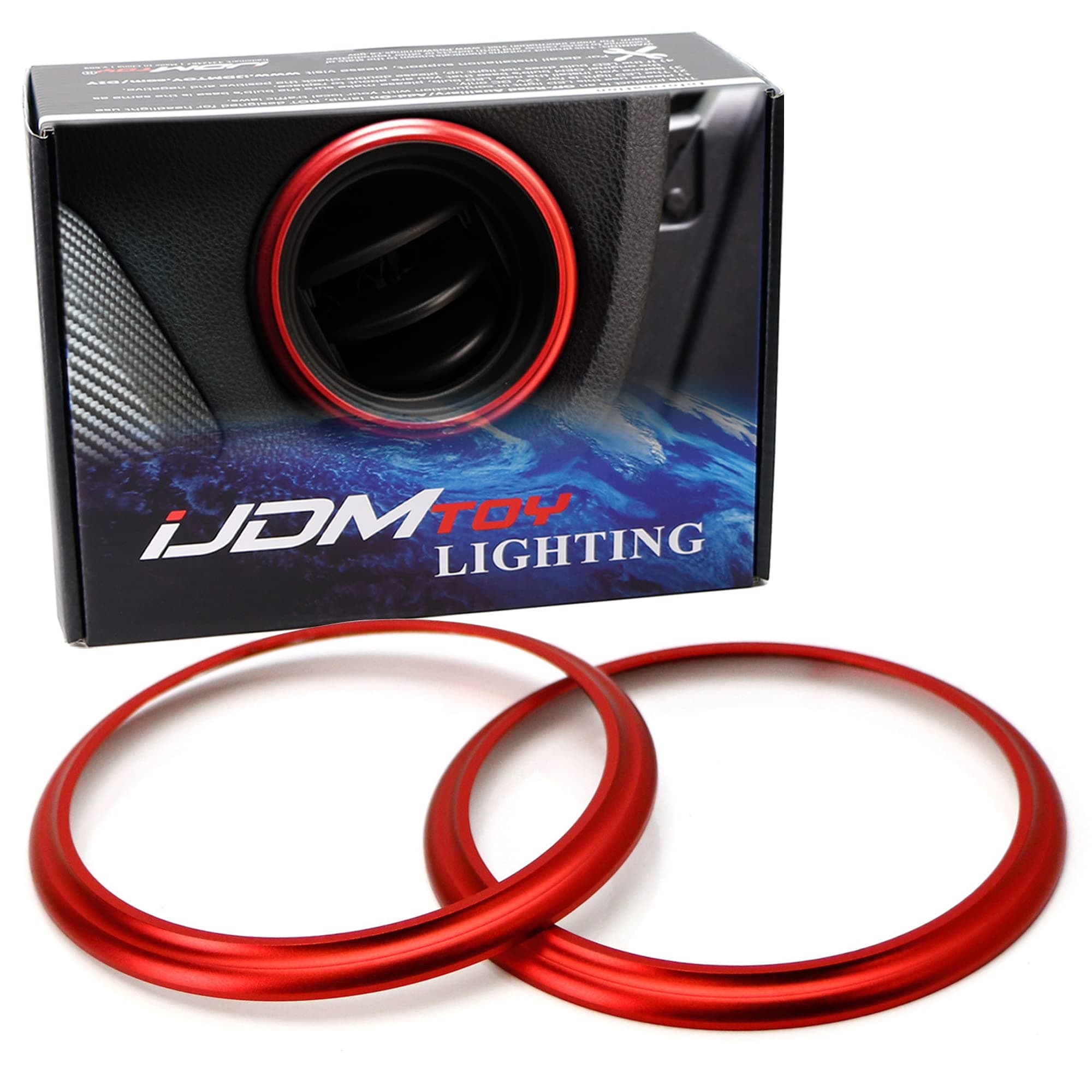iJDMTOY 2pc JDM Red Aluminum AC Vent/Opening Trim Decoration Cover Ring Compatible with 2013-2016 Scion FR-S, 2017-2021 Toyota 86, Compatible with 2013-2021 Subaru BRZ