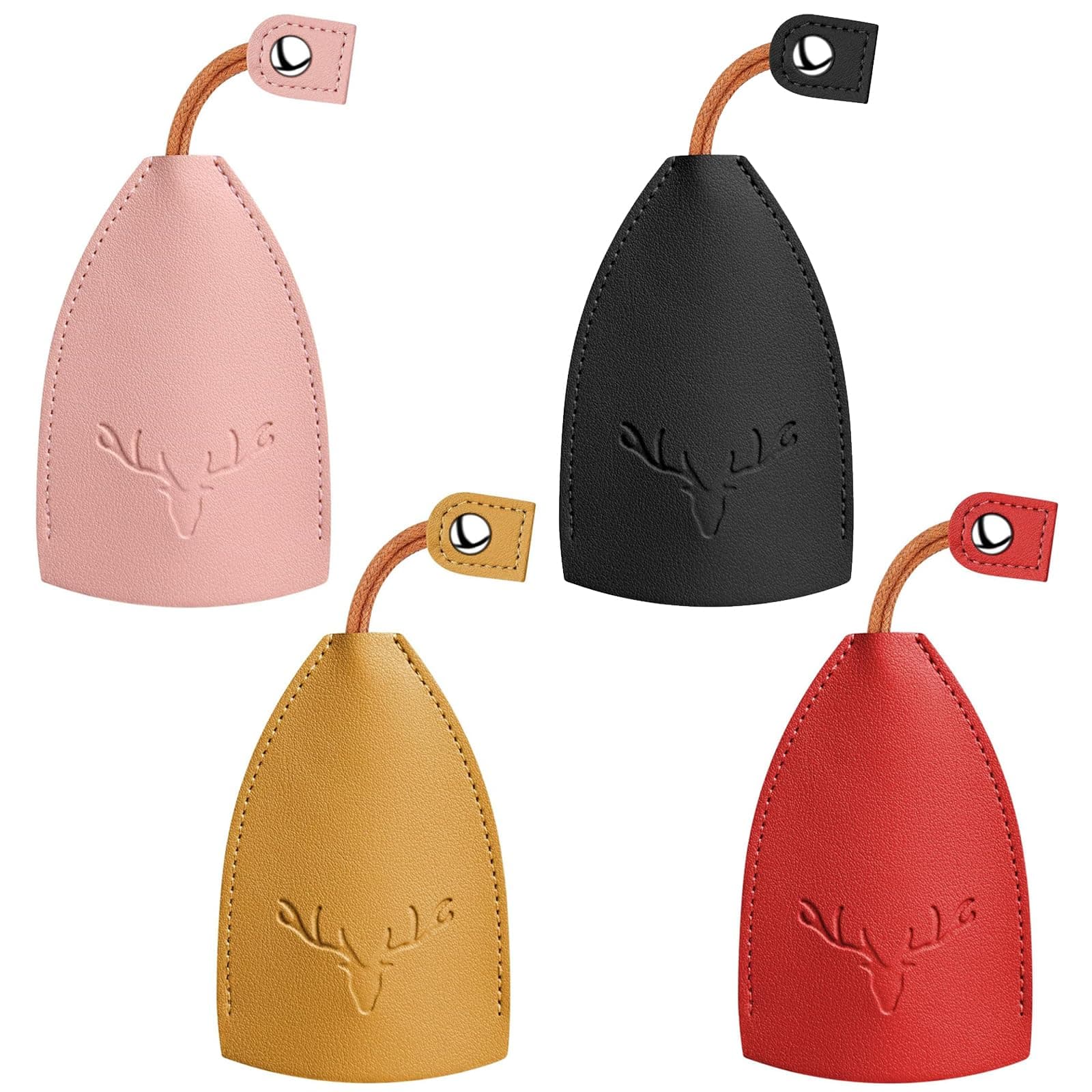 GROVLCar Key Case 4Pcs Cute Creative Pull Out Key Sleeve Car Key Holder Bag PU Leather Key Wallets Housekeepers Cartoon Leather