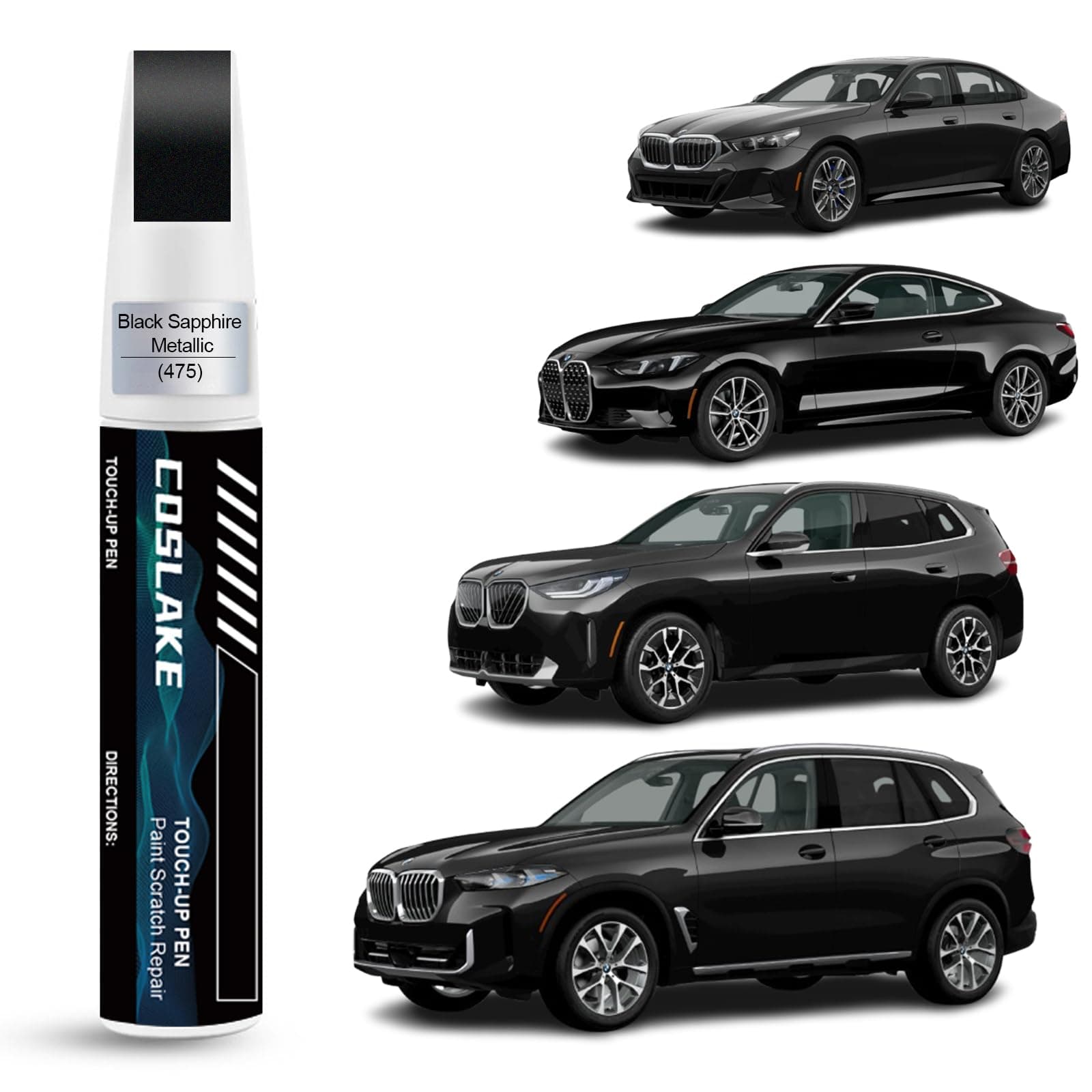 Car Touch Up Paint(Black Sapphire Metallic(475)) for BMW, Car Paint Scratch Repair Kit, Quick & Easy Solution to Repair, 2 in 1 Scratch Remover Pen with Color-Matched