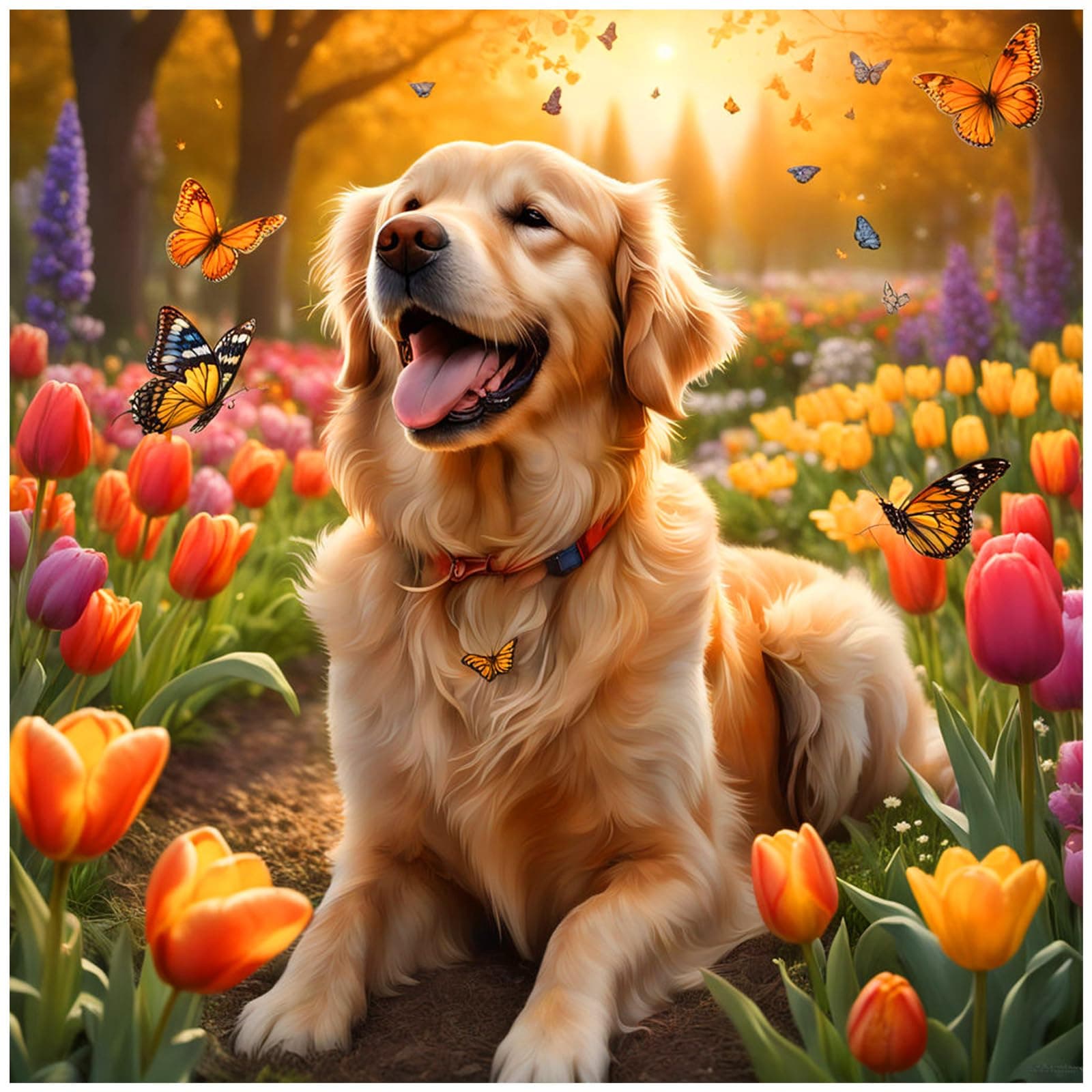 Lophomie Diamond Art Kits for Adults, 5D DIY Dog Diamond Painting Kits for Adults Beginners, Diamond Dots Kits Gem Arts Crafts for Home Wall Decor 14x14 Inch