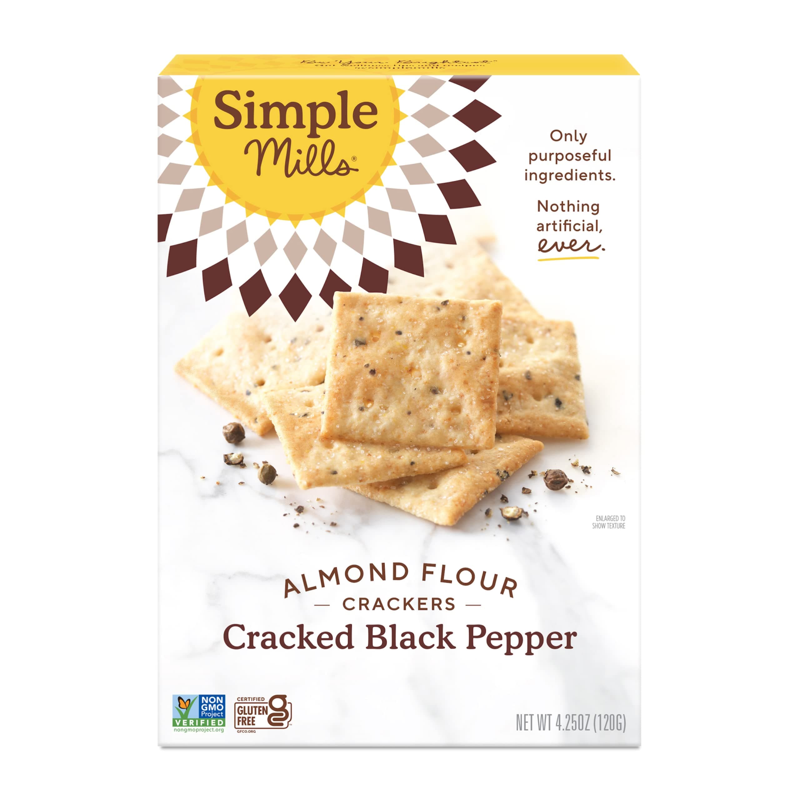 Almond Flour Crackers, Black Cracked Pepper - Gluten Free, Vegan, Healthy Snacks, Plant Based, 4.25 Ounce (Pack of 1)