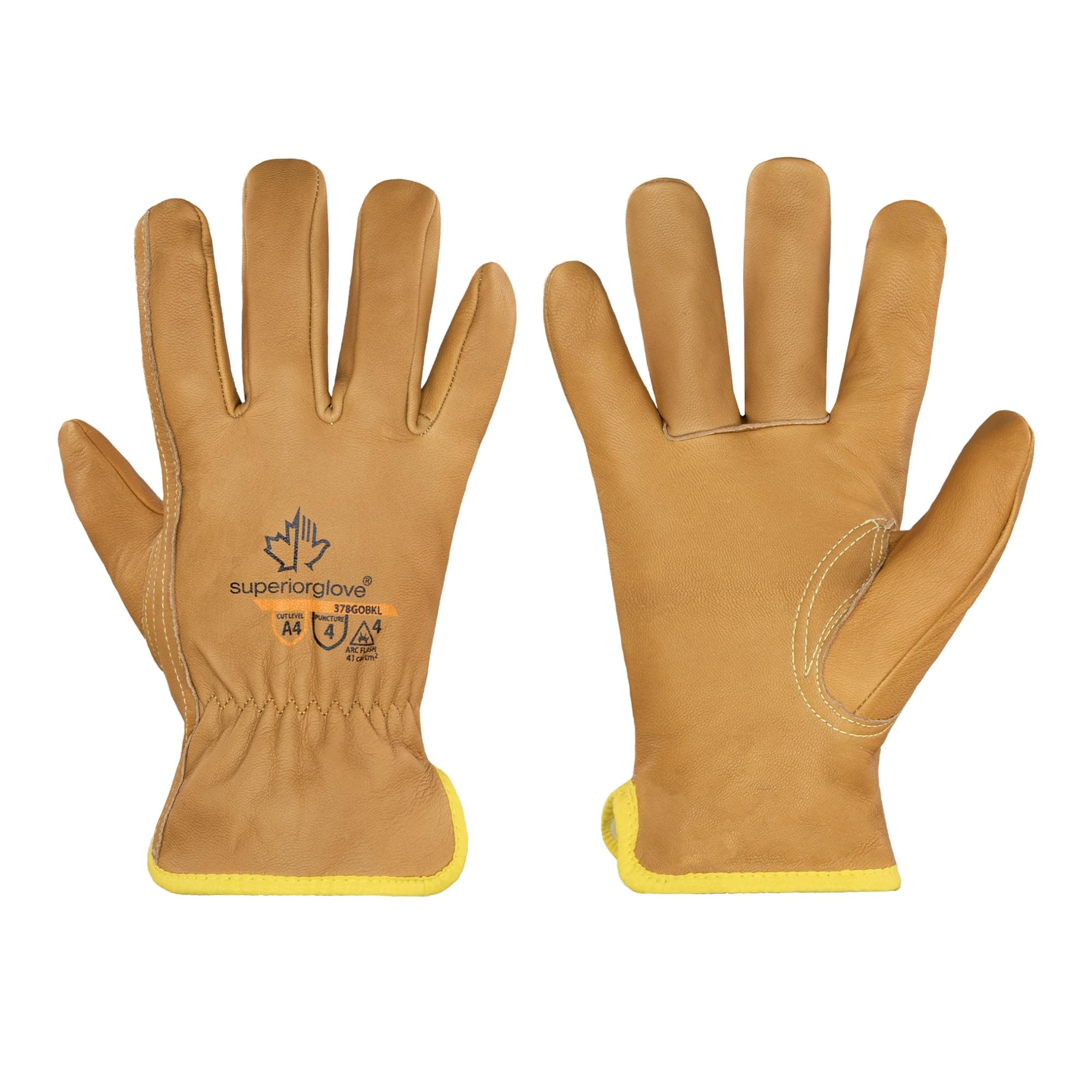 Endura Cut and Water Resistant Leather Work Gloves for Men & Women – 378GOBKL Large (Pack of 1 Pair)