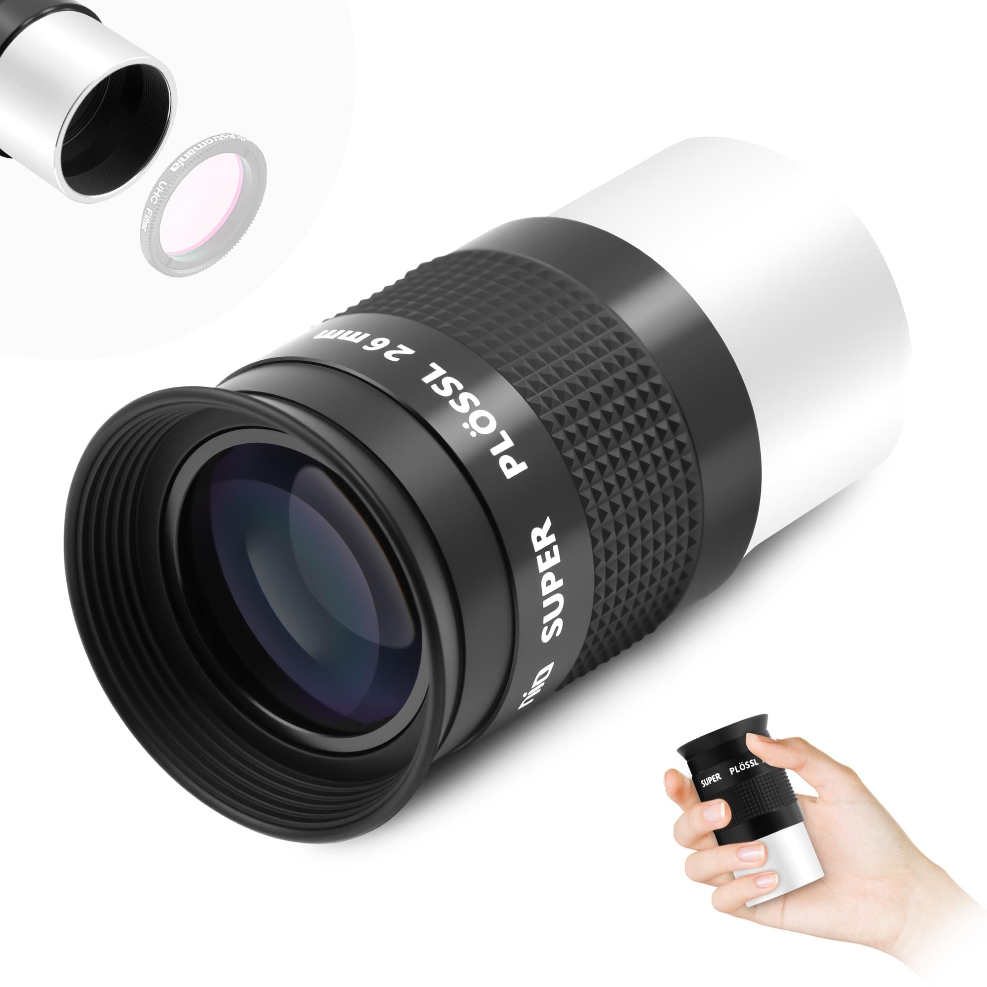 Astromania Eyepiece 26mm Telescope Lense for Astronomy Telescopes, 5 Element Fully Multi-Coated 52 Degree Super Plossl Eyepiece Telescope Accessories with Threaded for Standard 1.25 Inches Filter
