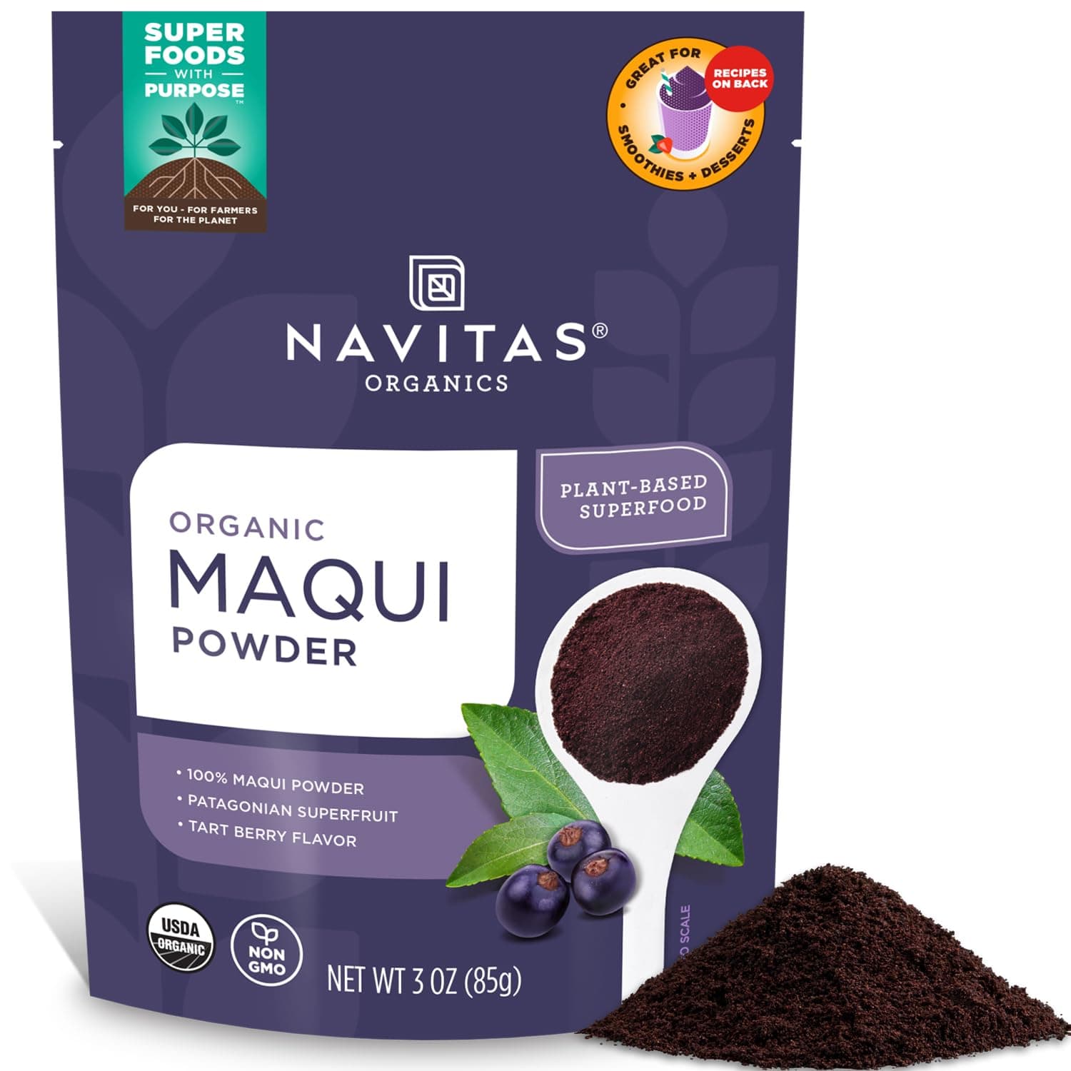 Maqui Berry Powder, 3 Oz, 12571.67 cc, Jar, 1 Count