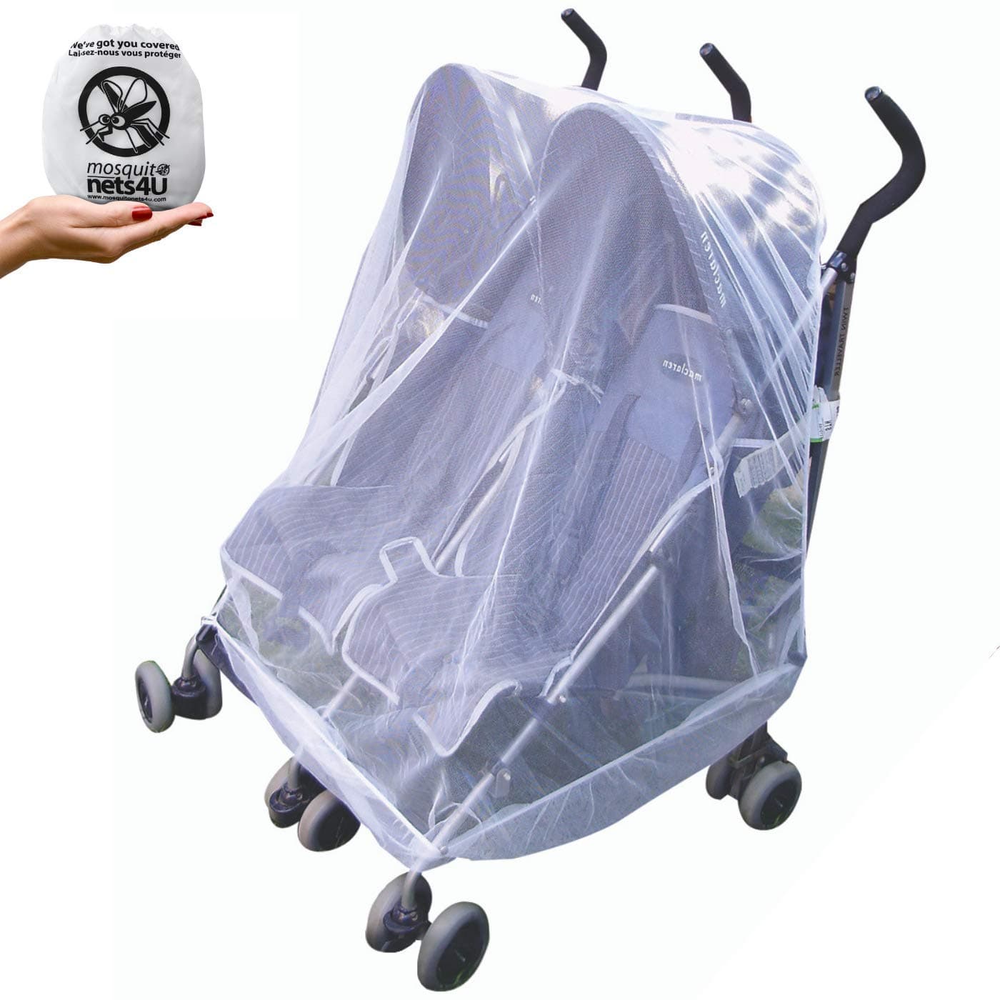 Mosquito Net for Twin or Tandem Buggy Pushchair FREE Travel Net Bag
