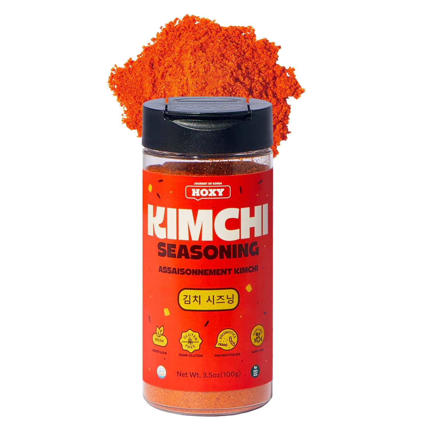HOXY Journey of Korea Kimchi Seasoning Mix 3.5 oz - ORIGINAL Spicy Seasoning Mix, Rich in Probiotics, Vegan, Gluten Free, NON- GMO, BBQ Dry Rub for Any Meat, Seafood & Vegetables (3.5Oz (Pack of 1))