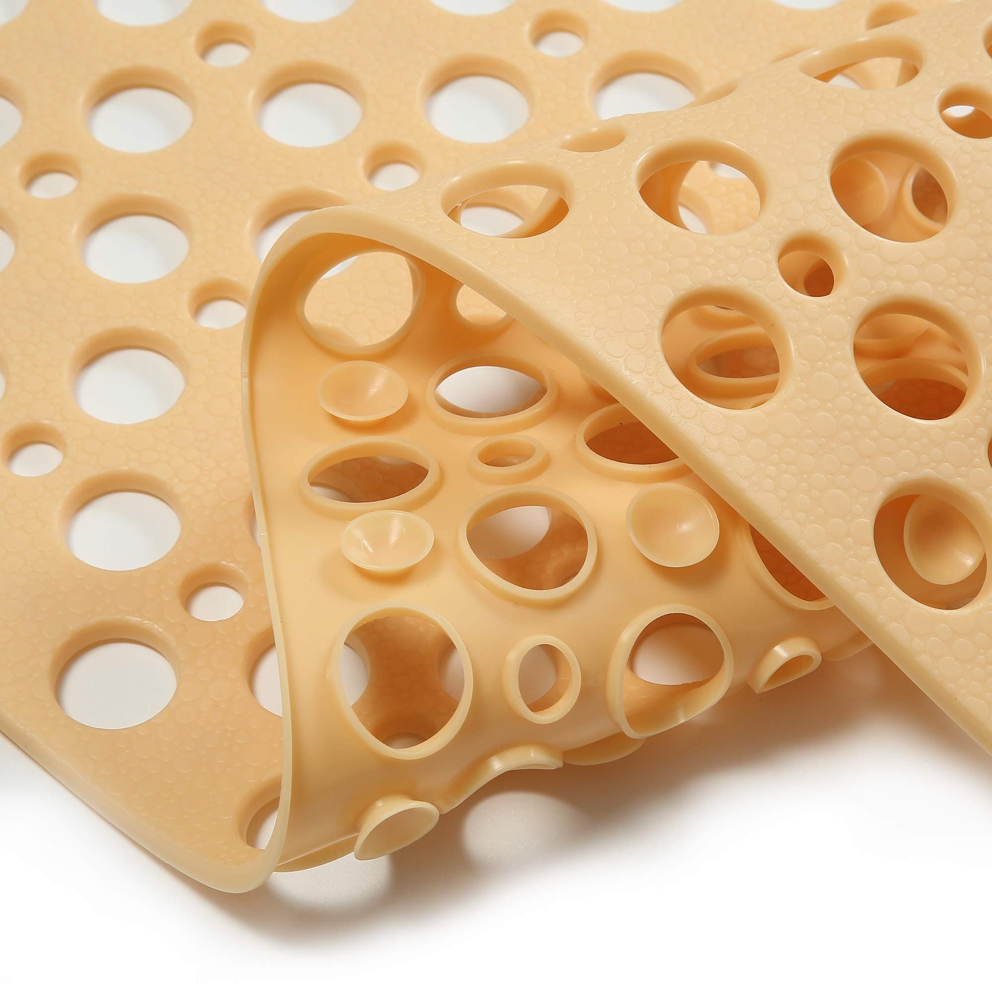 Nonslip Bathtub Mat Extra Soft TPE Bath Mat for Kids, Machine Washable Bathroom Shower Mat, Smooth/Non-Textured Tubs Only, 30L x 17W Inch (Light Orange)