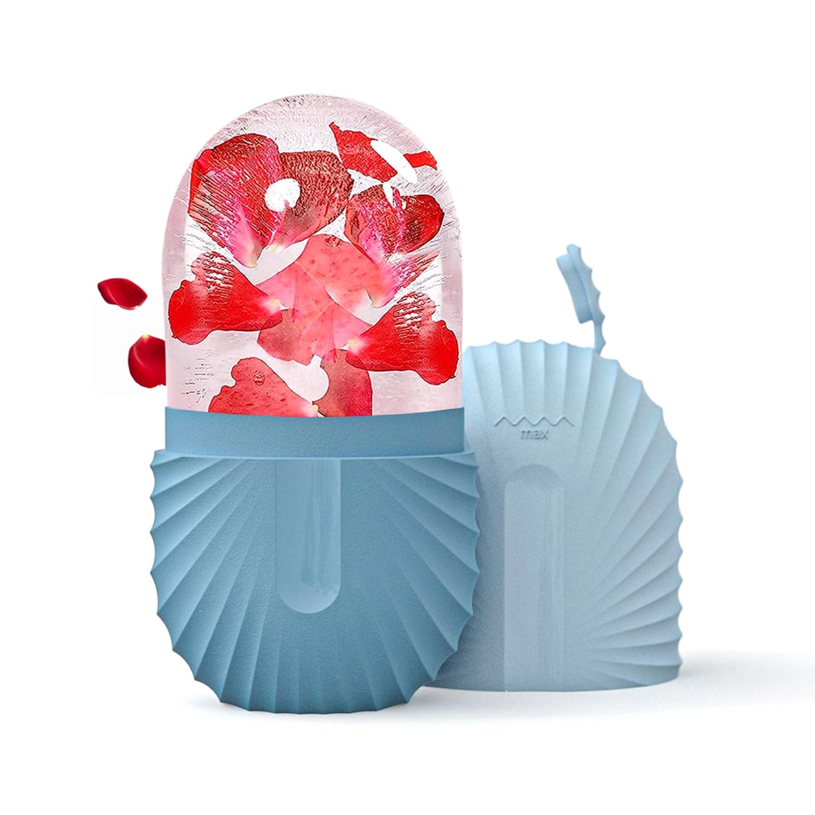 Joyeee Ice Face Roller, Reusable Silicone Mold Face Massage Eye Facial Beauty Skin Care Tools Apply Ice for Shrink Pores Anti Wrinkle Reduce Puffiness Improve Skin Elasticity, Seashell, Blue