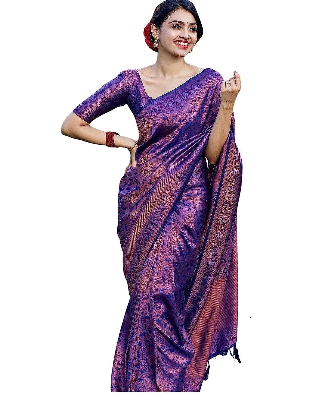 Avantika Fashion Women's Kanjivaram Soft Semi Silk Banarasi Sarees With Blouse Piece.