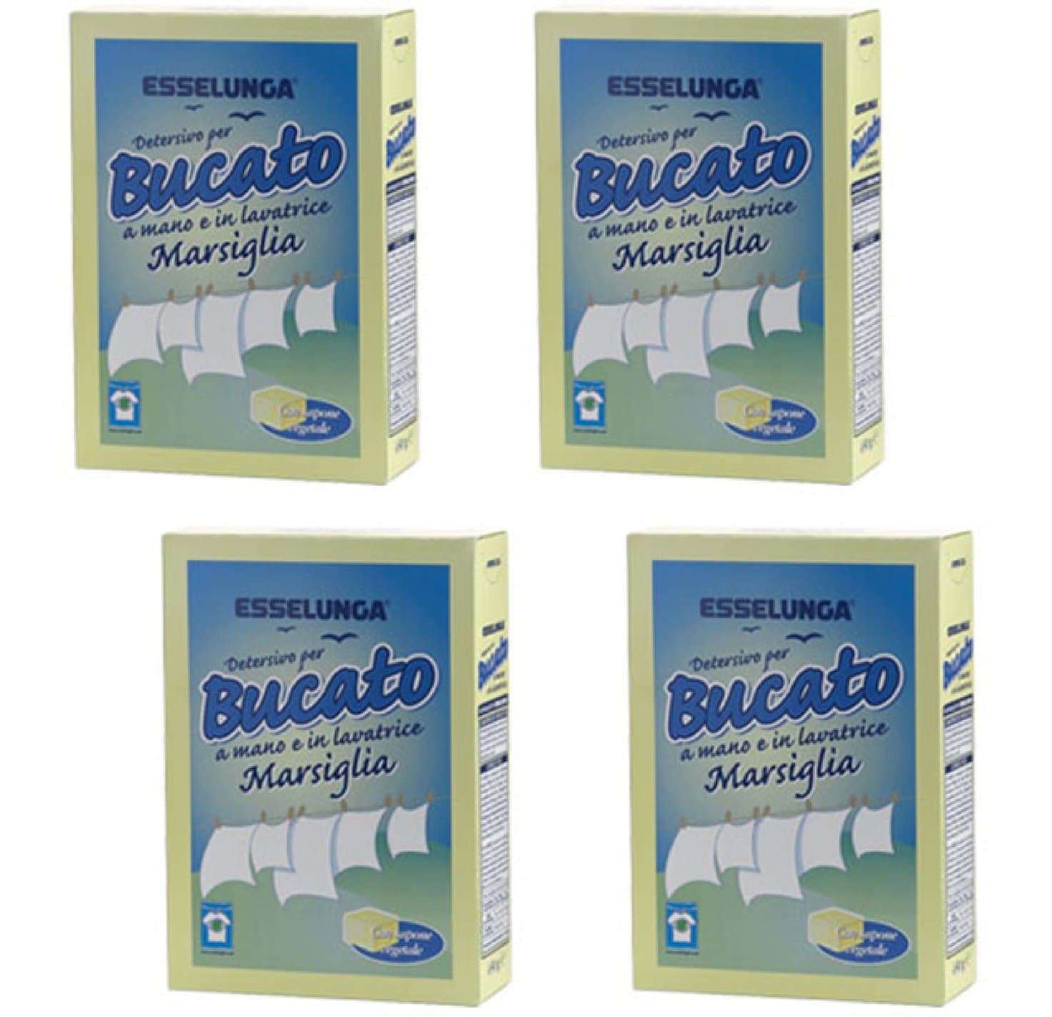 Esselunga: Bucato a Mano e in Lavatrice Marsiglia - Marseille Soap for Machine or Hand Wash 15.8 Ounces (450g) Packages (Pack of 4) [ Italian Import ]