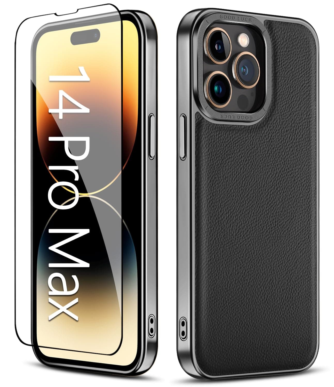 WTCASEDesigned for iPhone 14 Pro Max Case Genuine Leather Compatible with Mag-Safe Slim Luxury Elegant Grip Shockproof Cover,6.7 inch (Black)