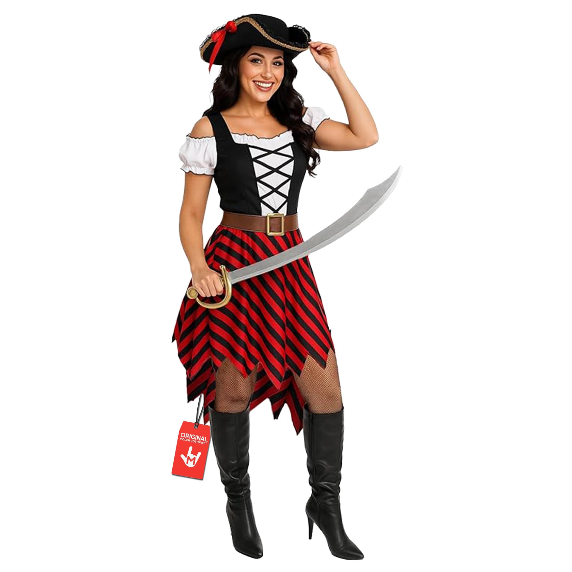 Morph Pirate Costume for Women, Adult Pirate Fancy Dress Outfit, Ladies Pirates Attire, Woman Pirates Costume