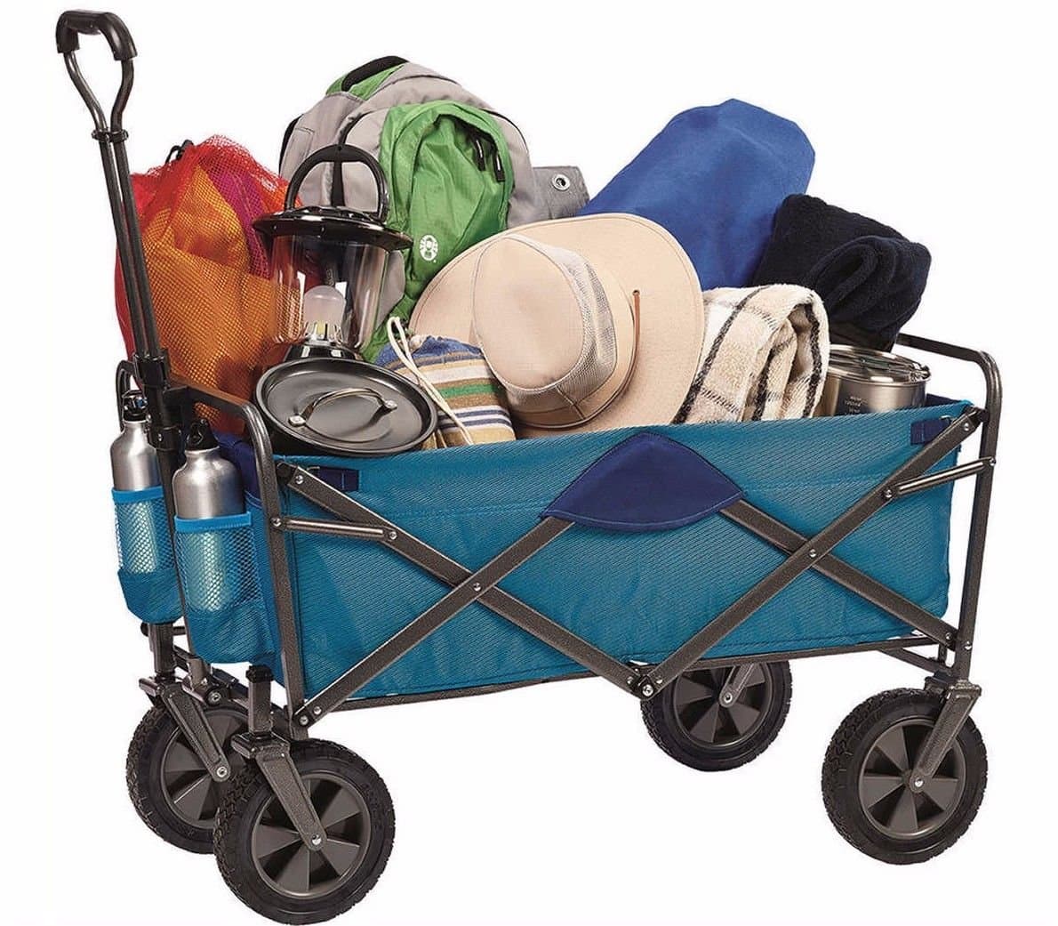 Folding Utility Wagon with wheels Strong Solid Frame Construction, General purpose truck, garden cart, beach, shopping cart, Camping, Polyester Fabric Heavy Duty