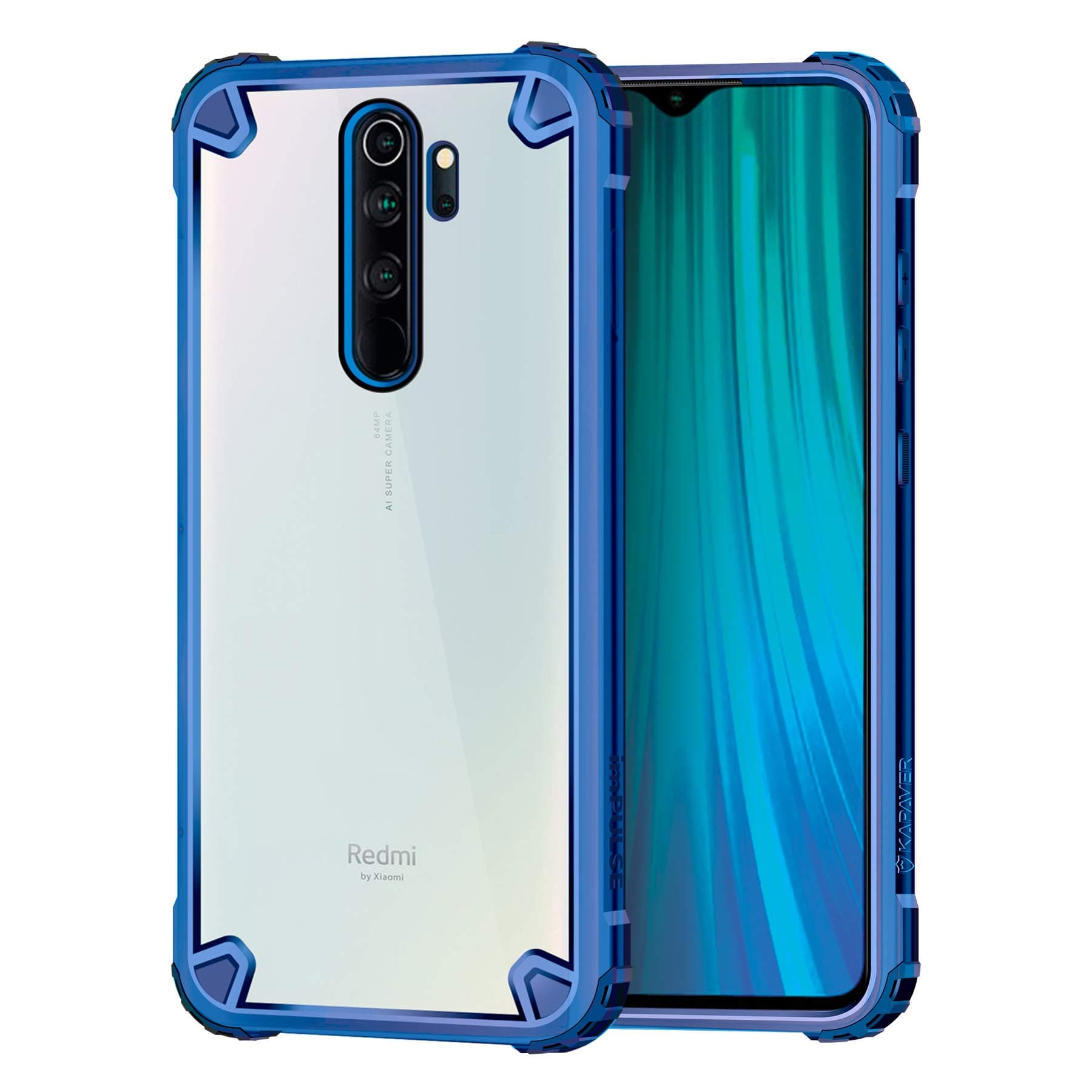 KAPAVER® Transparent Hybrid Hard PC Back TPU Bumper Impact Resistant Protection Back Cover Case for Redmi Note 8 Pro (Blue)