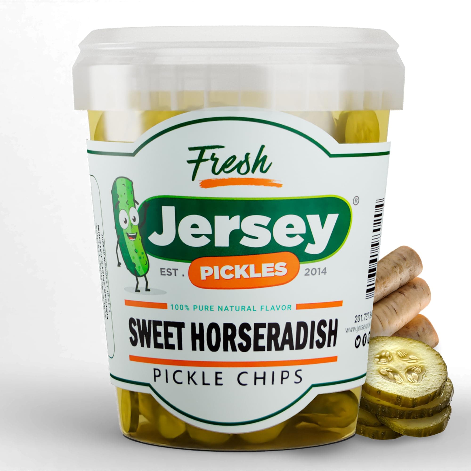 Jersey Pickles - Sweet Horseradish Chips (Quart) - Fresh, Keto-Friendly, and Perfect for Snacks, Sandwiches, or Salads – The perfect Pickle Jars Cornichon for Families or Gatherings
