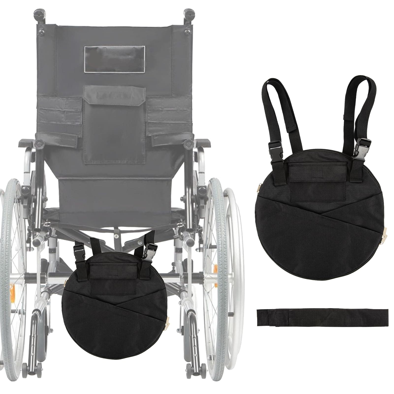 2000ml Catheter Bag Covers, Foley Catheter Bag Cover for Wheelchair, Foley Catheter Bag Holder with Storage Pockets Bard Urinary Drainage Bag with Adjustable Strap, Nephrostomy Bag Holder (Black)